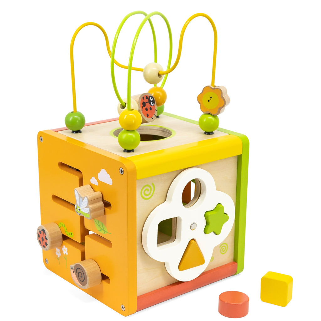 VIGA Drewniana Kostka Edukacyjna 5w1 Sorter Przeplatanka Montessori