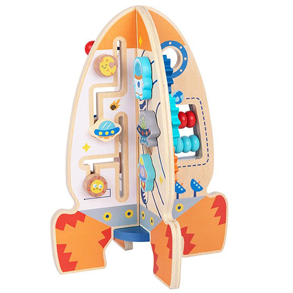 Tooky Toy Duża Drewniana Zabawka Edukacyjna Wielofunkcyjna Rakieta