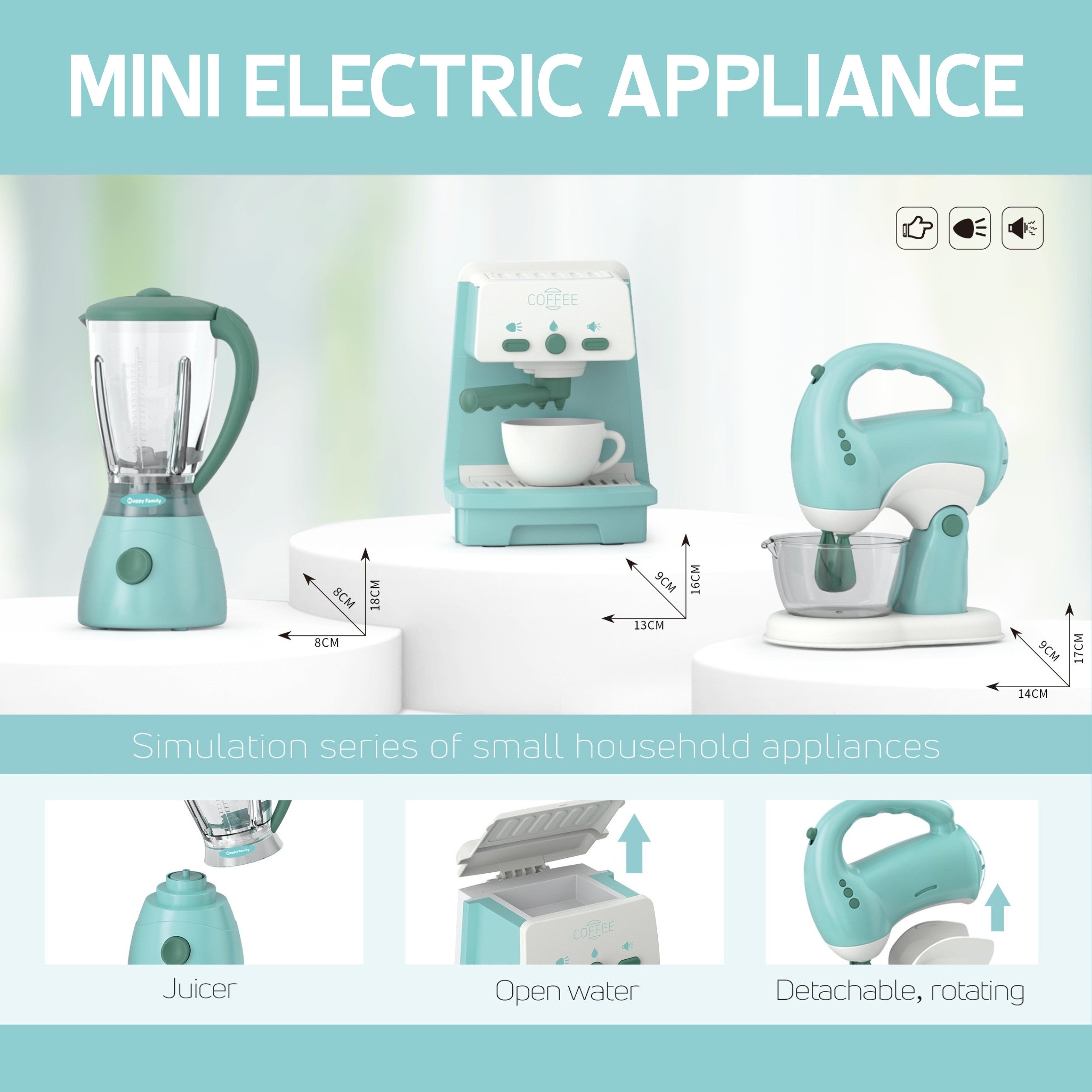 WOOPIE Zestaw AGD 3w1 Ekspres Mikser Blender Efekty Dźwiękowe Świetlne