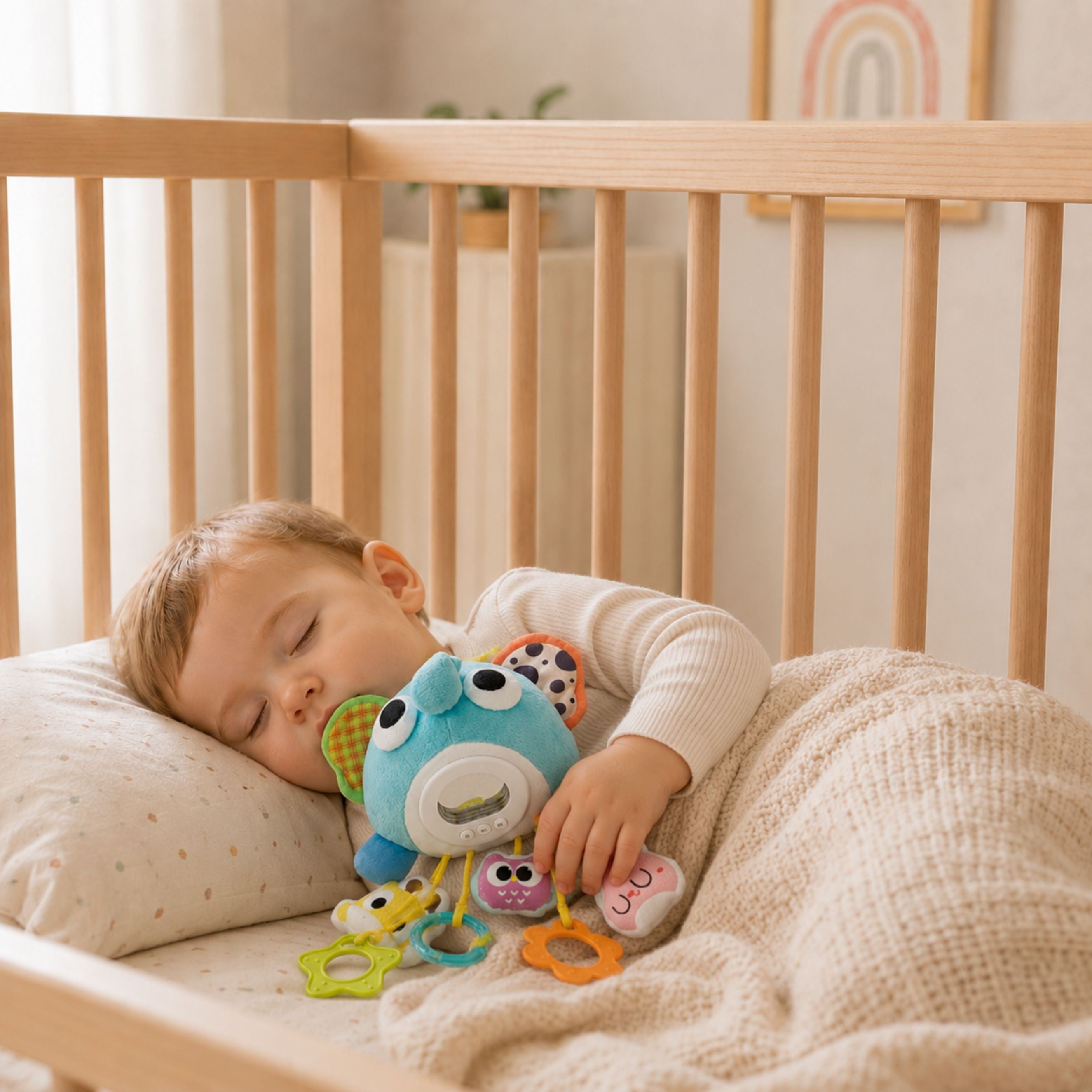 WOOPIE Baby Pluszowy Słonik Maskotka Interaktywna Przytulanka Muzyczna z Zawieszkami i Gryzakami