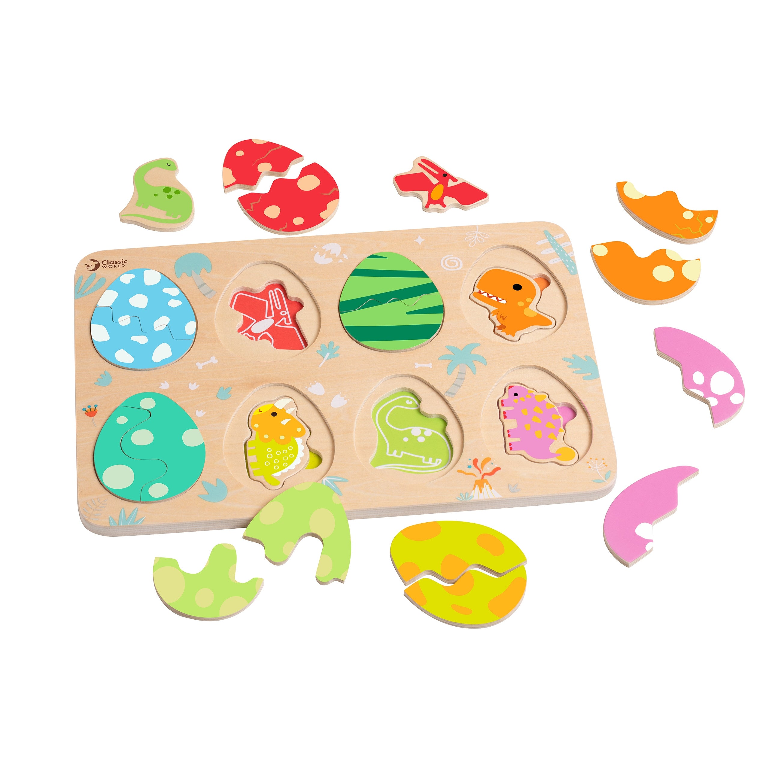 CLASSIC WORLD Drewniana Układanka Puzzle Jajka Dinozaury