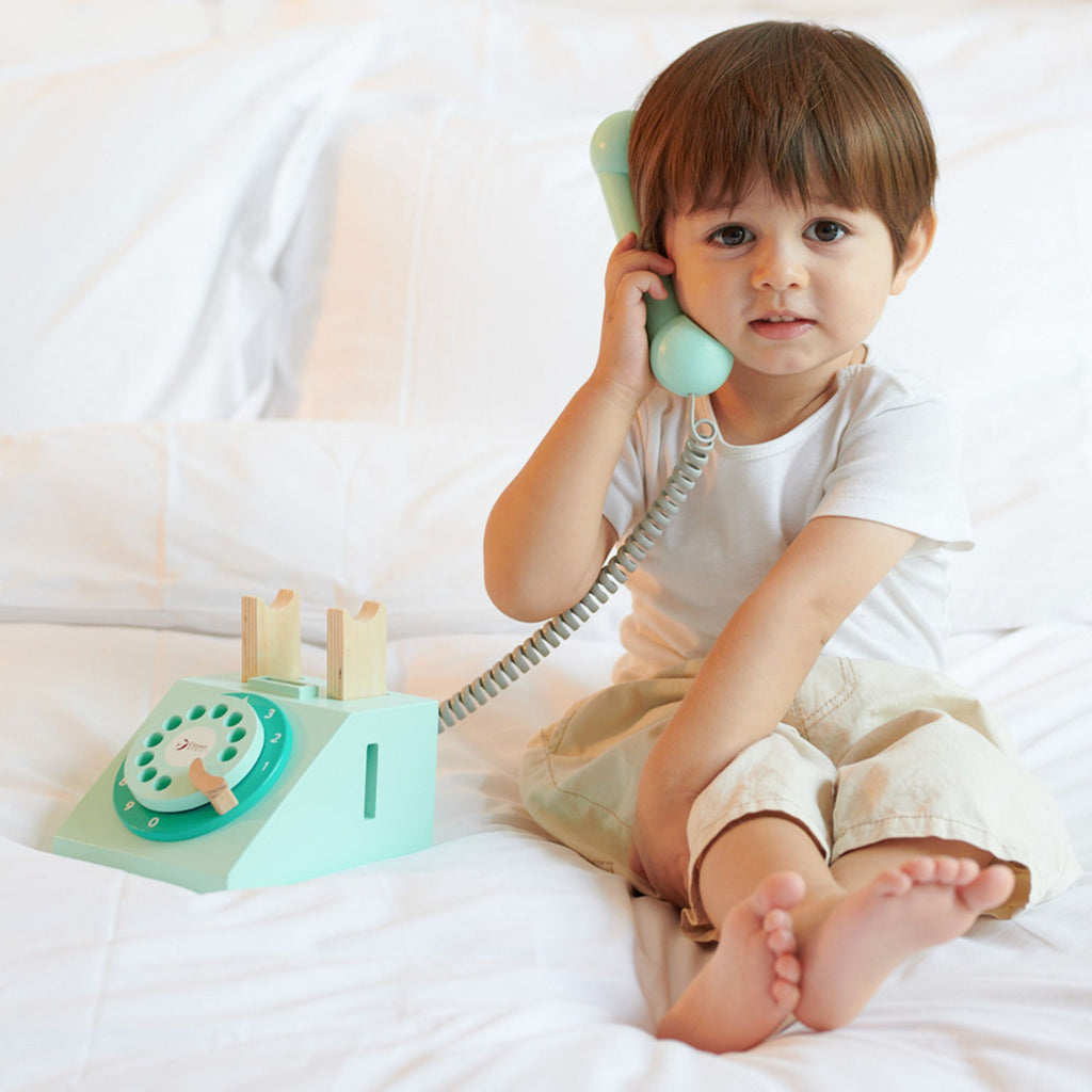 CLASSIC WORLD Klasyczny Drewniany Telefon dla Dzieci 4 el.