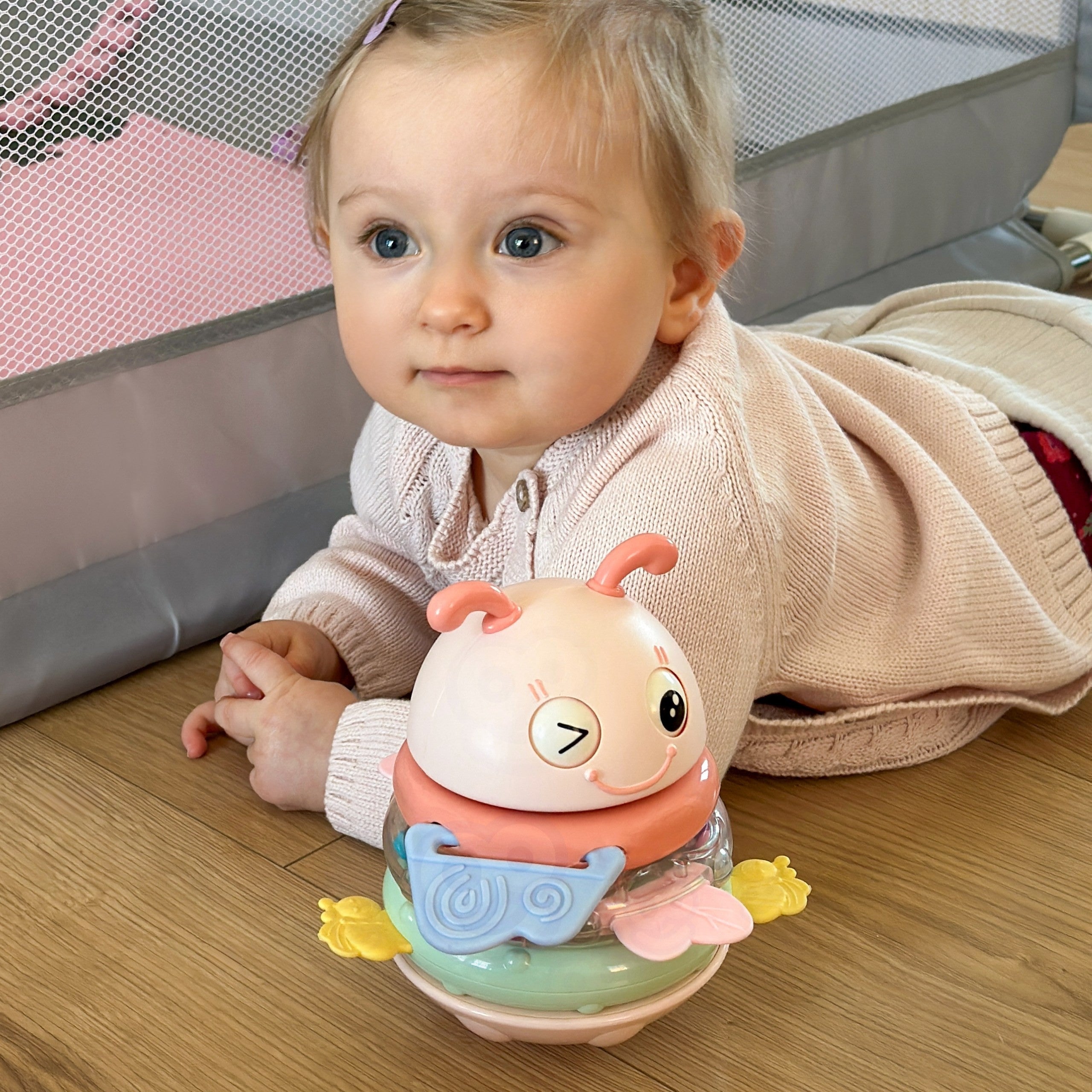 WOOPIE Baby Wańka Wstańka Zabawka Sensoryczna 2w1 Grzechotka Gryzak Różowa