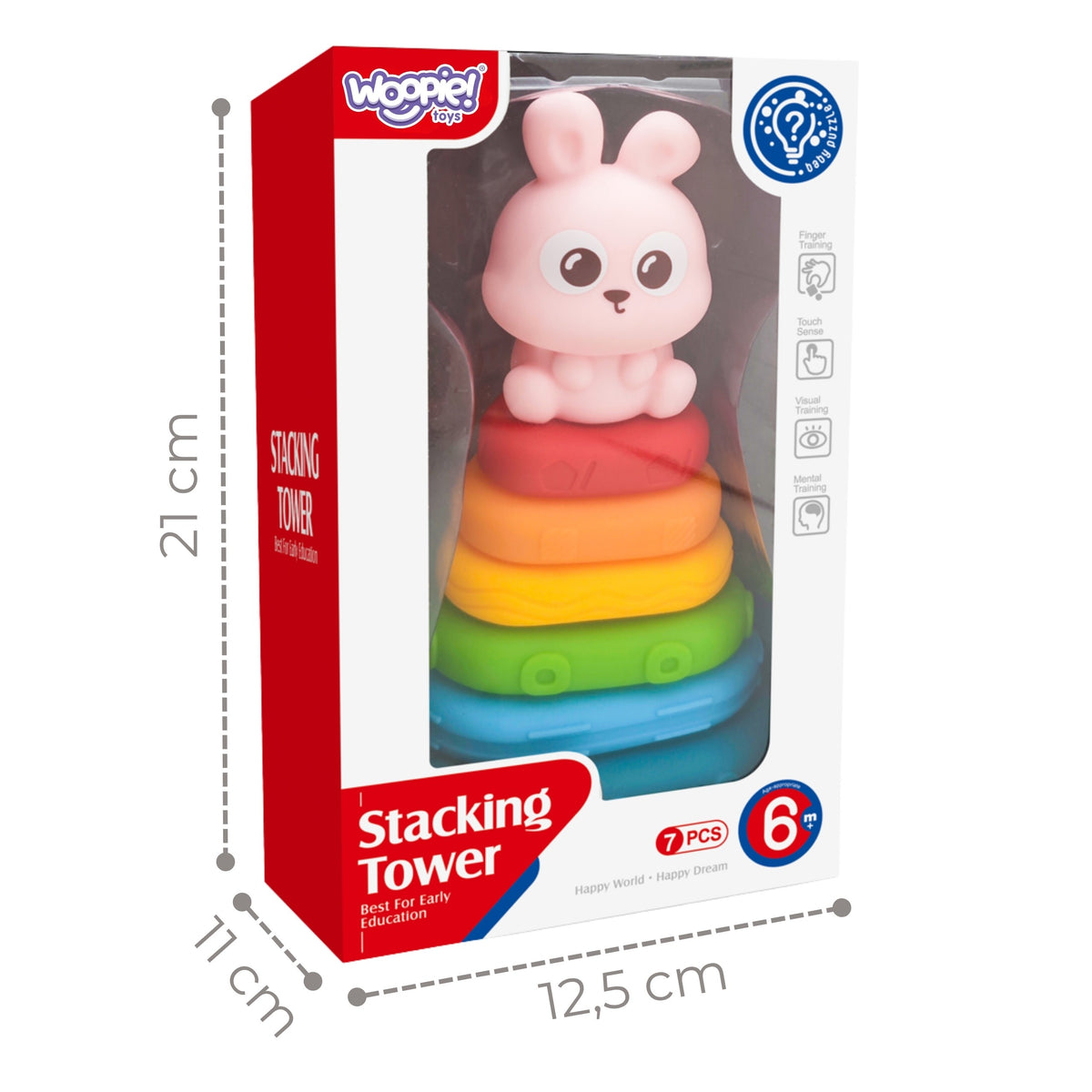 WOOPIE BABY Piramidka Sensoryczna Wieża Sorter Króliczek 6m+