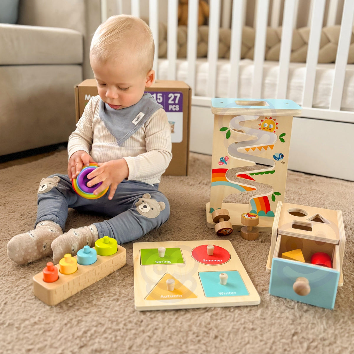 WOOPIE GREEN Pudełko Box 6w1 13-15m Montessori Edukacyjne Sensoryczne FSC