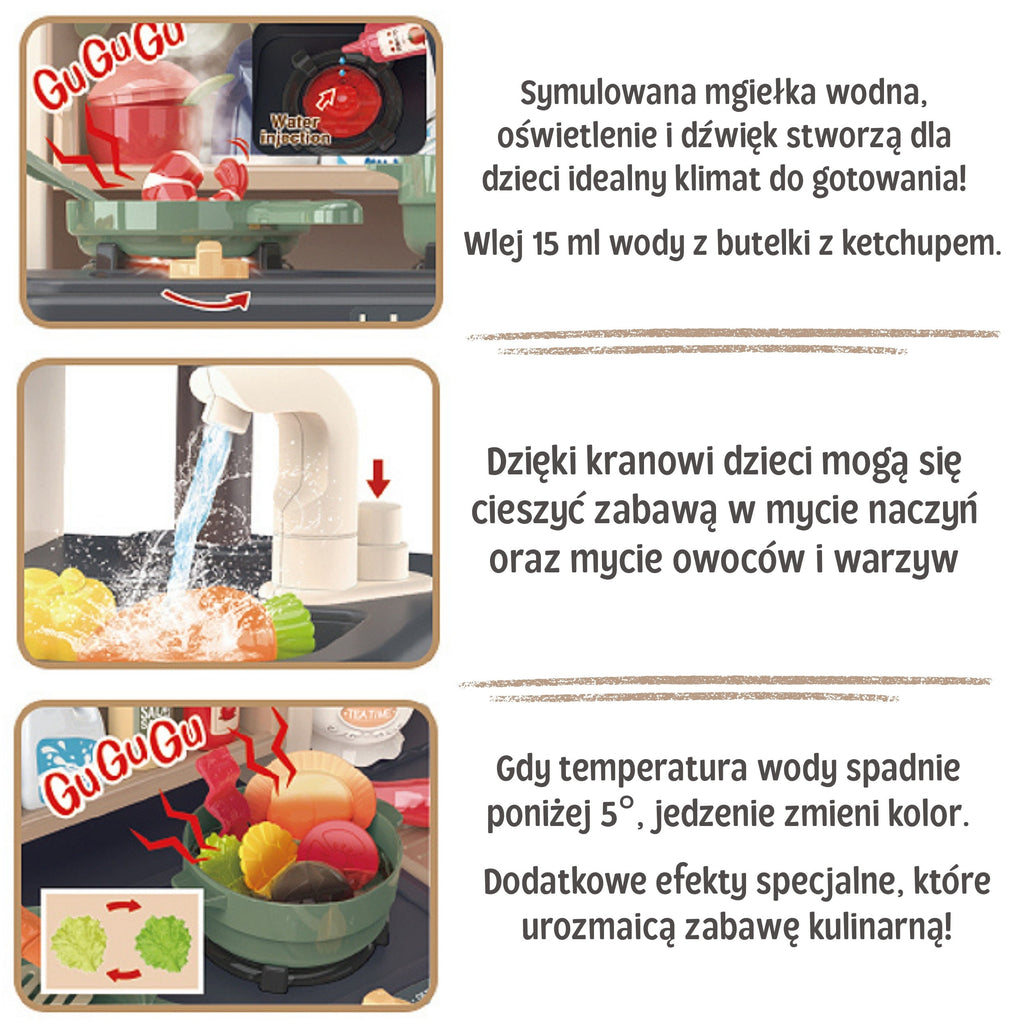WOOPIE Interaktywna Kuchnia z Parą Kran z Obiegiem Wody Efekty 88 el.