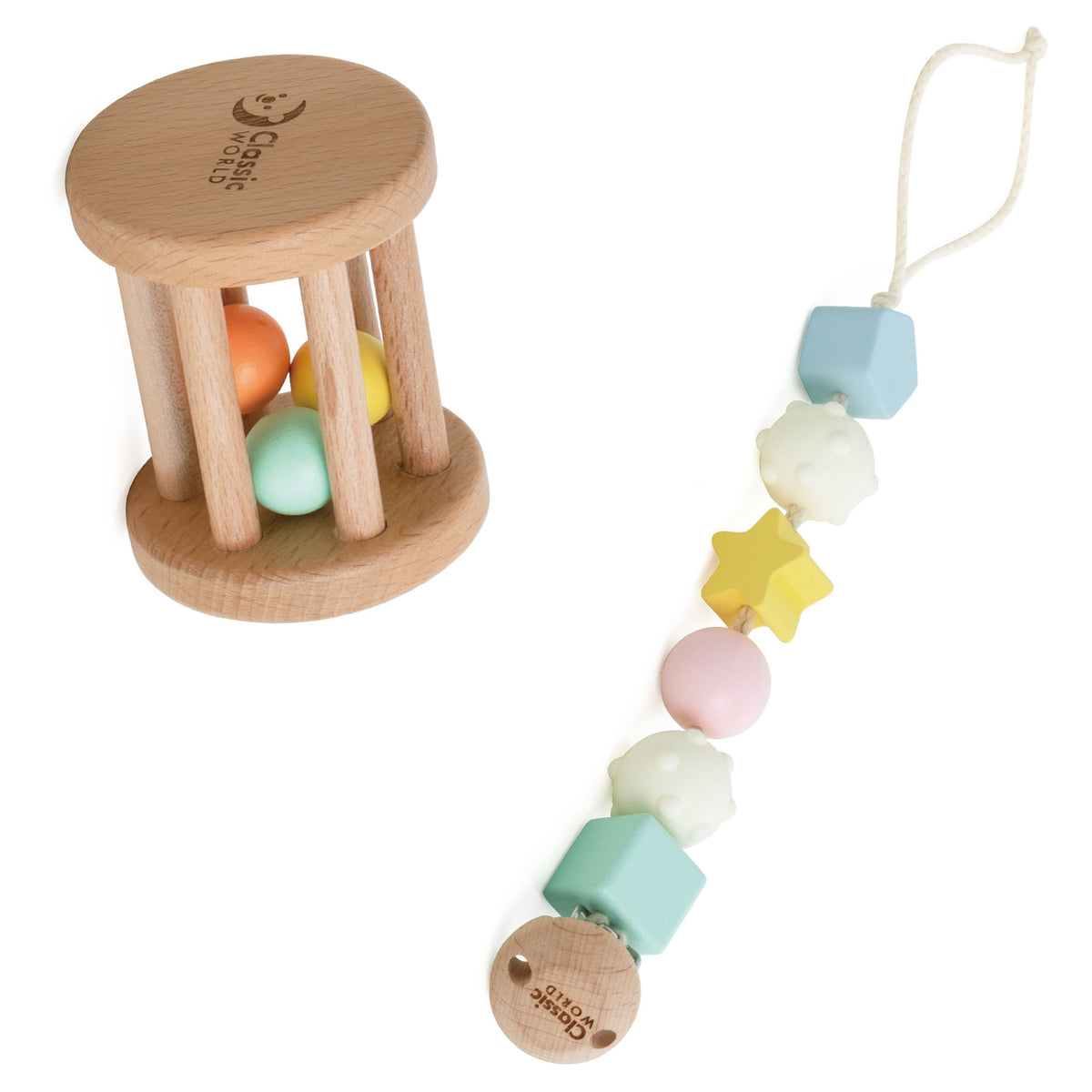 CLASSIC WORLD Prezent dla Niemowlaka Box Baby Shower Gryzak Przytulanka