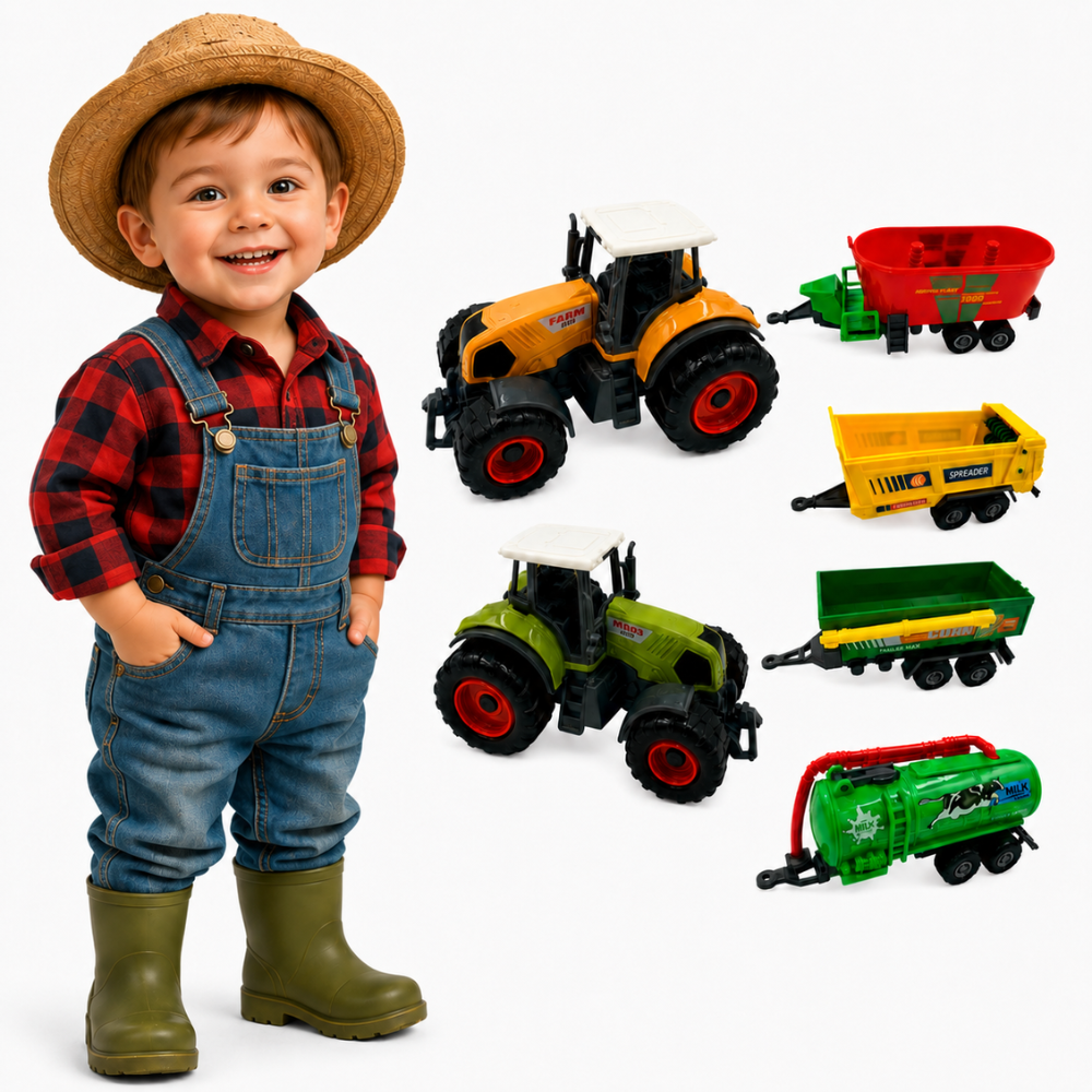 WOOPIE Zestaw Mini Farmera Traktory z Przyczepami