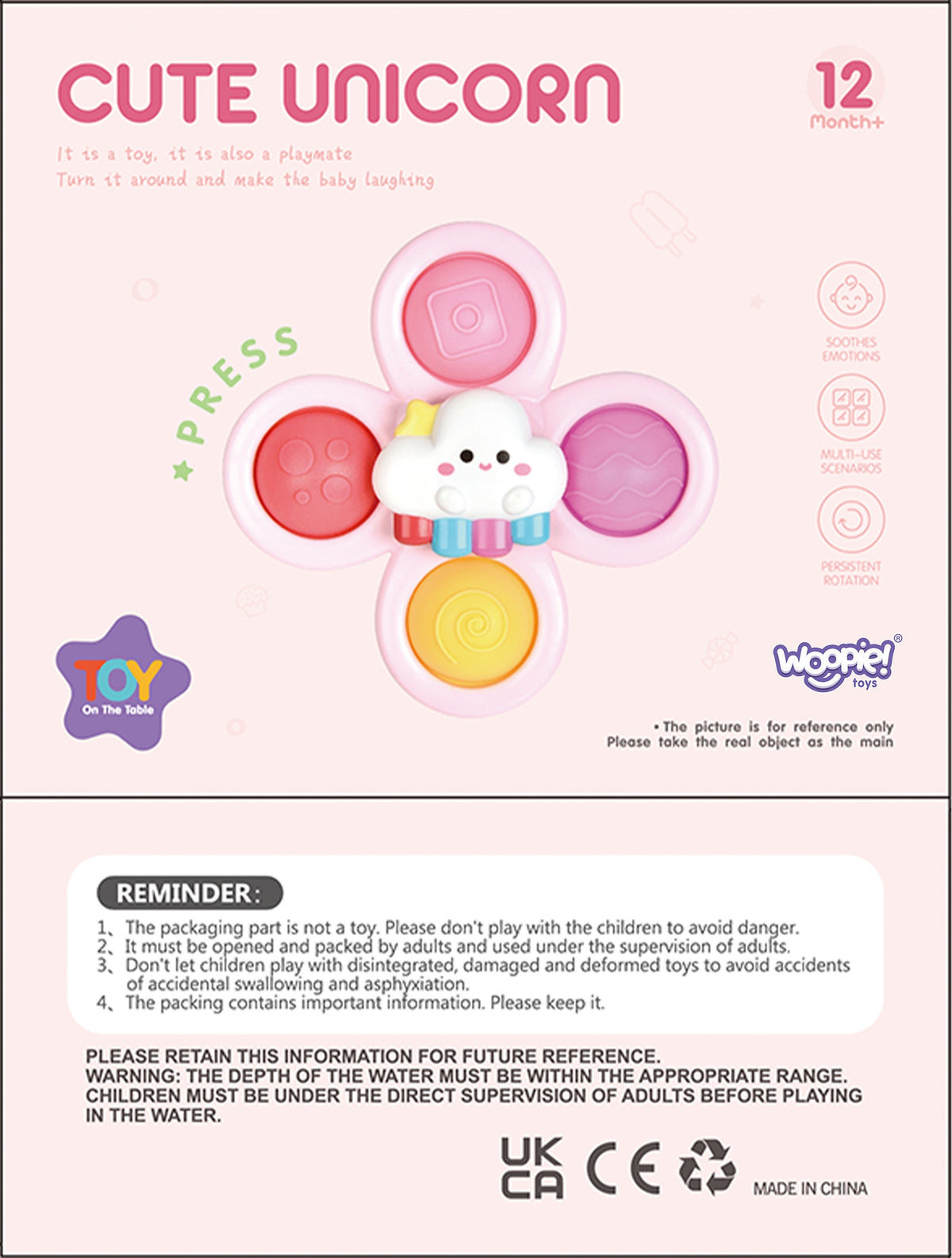 WOOPIE BABY Kosmiczny Spinner Pop-it  Zabawka Sensoryczna  Wymienne 3 szt Różowy.