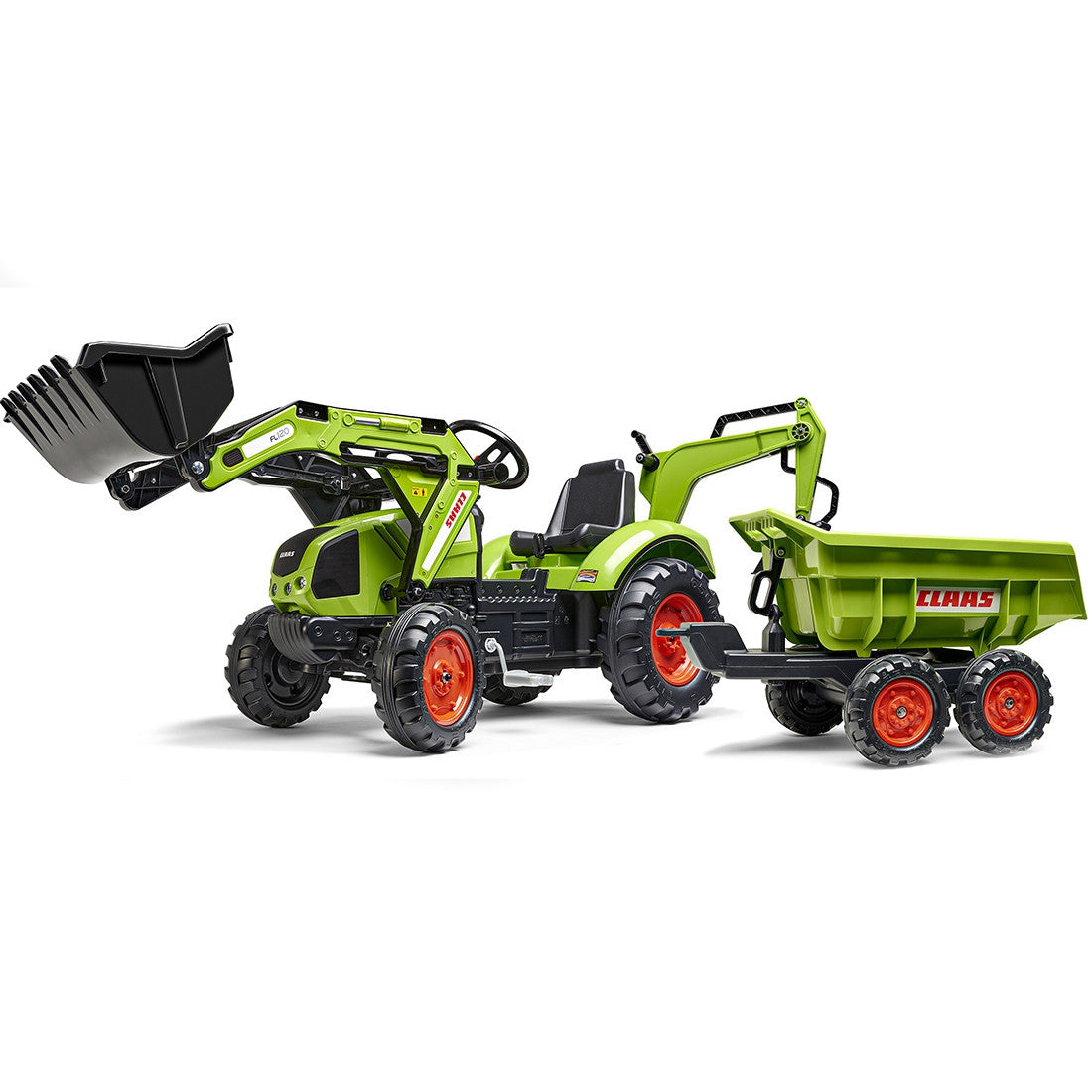 FALK Traktor na Pedały Claas Axos 330 z Koparką i Przyczepą 3-7 lat