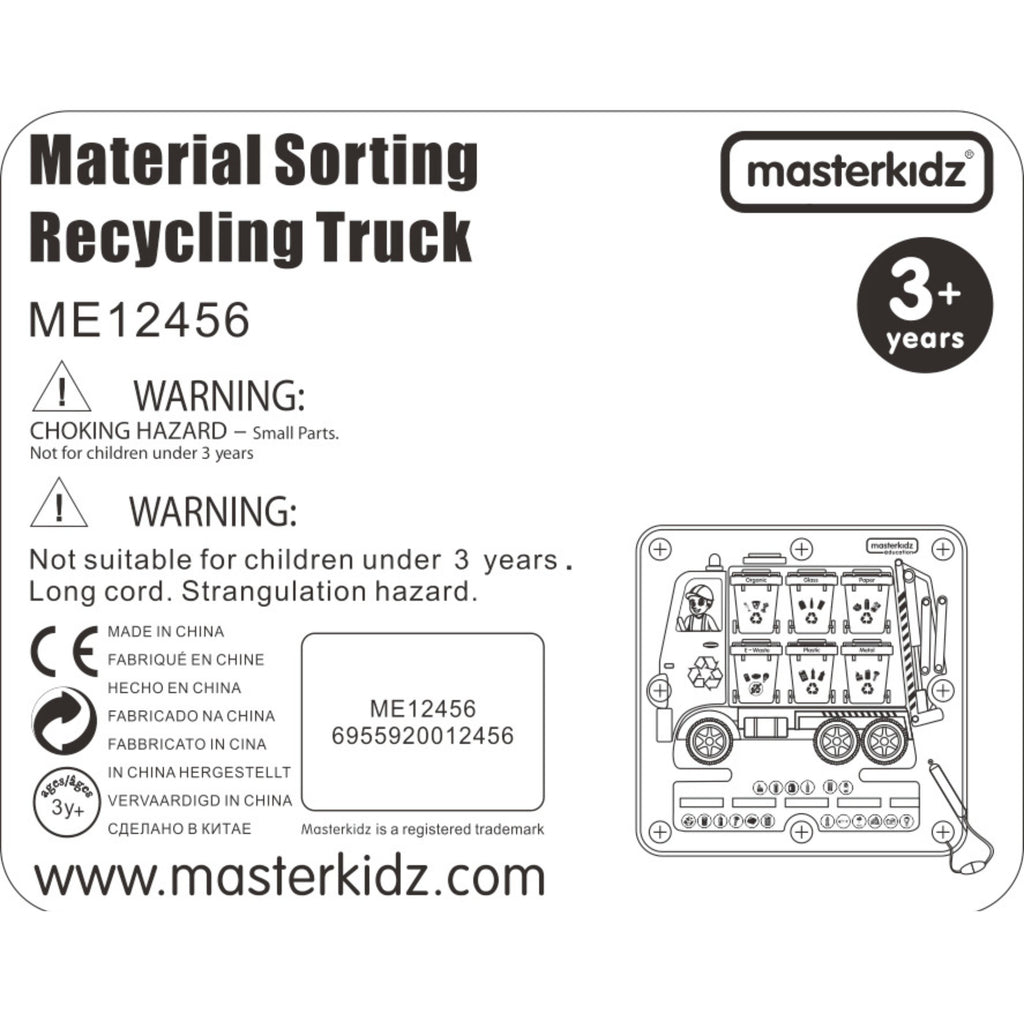 MASTERKIDZ Tablica Magnetyczna Segregowanie Odpadów Ciężarówka do Recyklingu Montessori