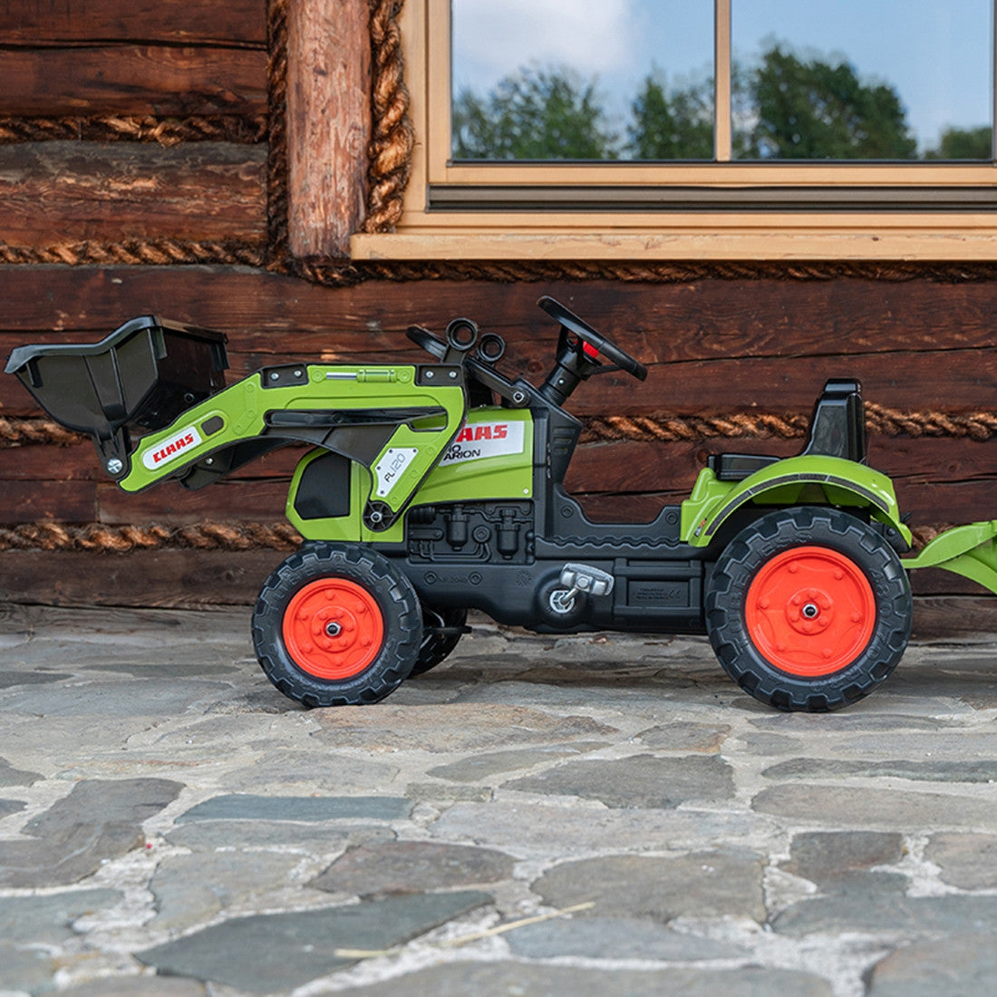 Falk Traktor na Pedały Claas z Przyczepą i Łyżką Zielony dla Dzieci 2-5