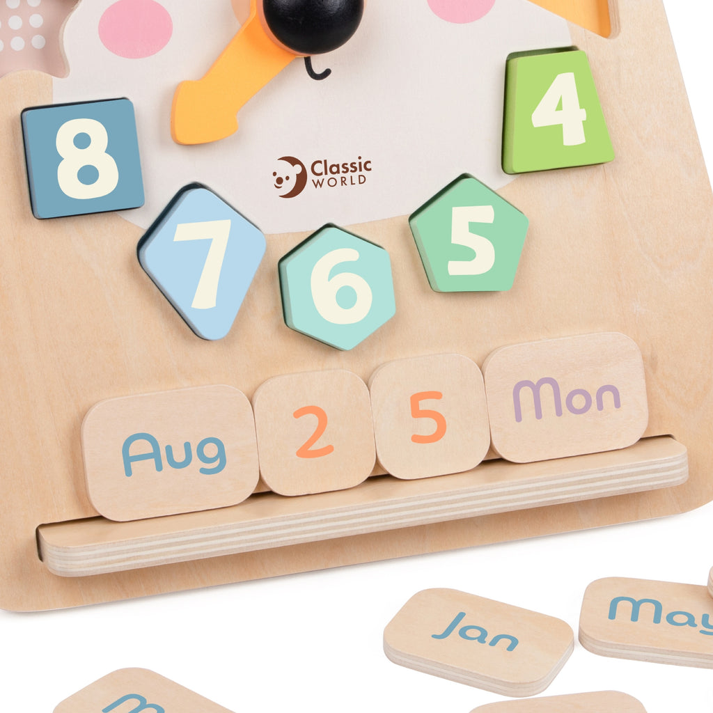 CLASSIC WORLD Zegar Miś Montessori Edukacyjny 3w1 Nauka Czasu Liczenia i Daty