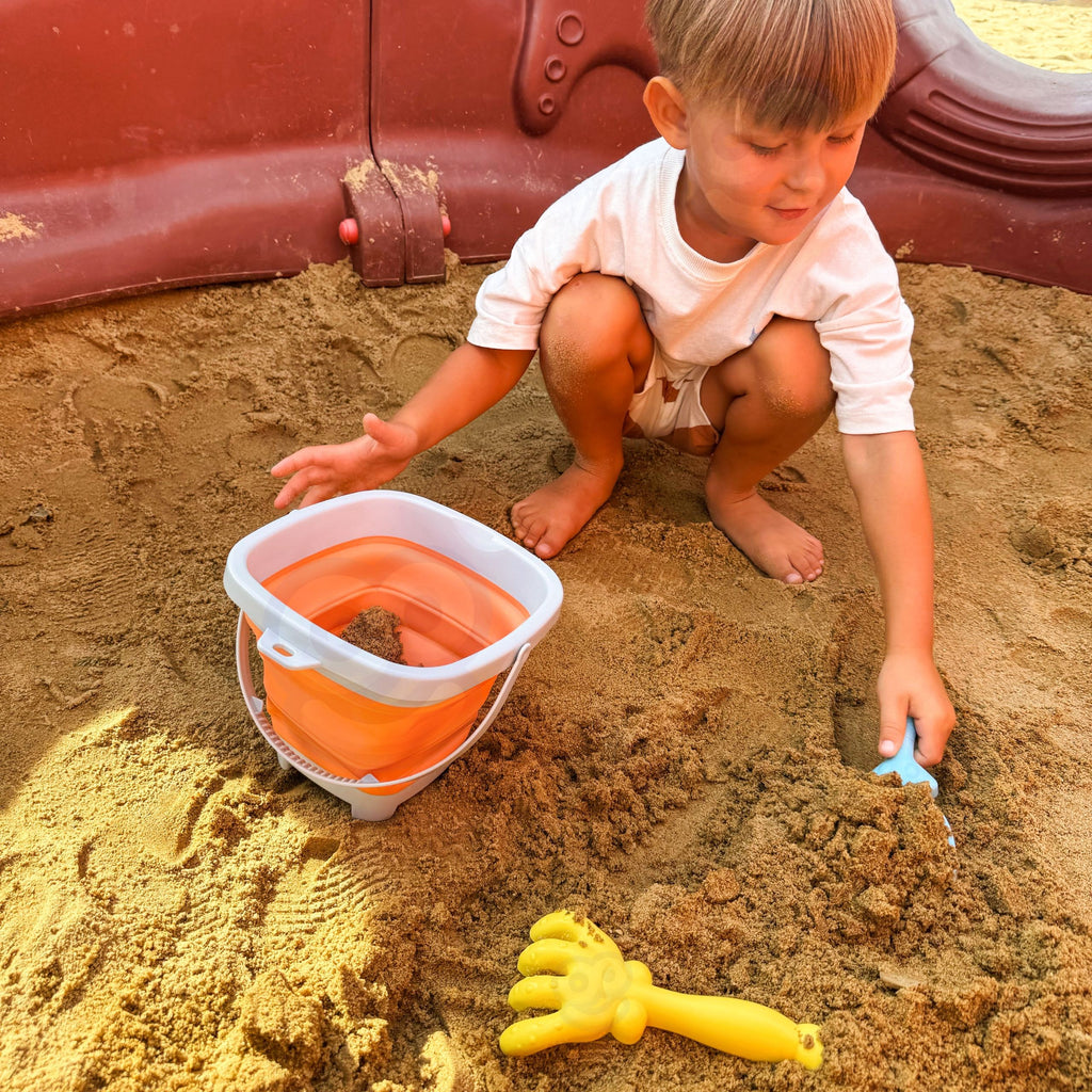 WOOPIE Zestaw Wiaderko Składane z Grabkami Łopatką Pomarańczowe