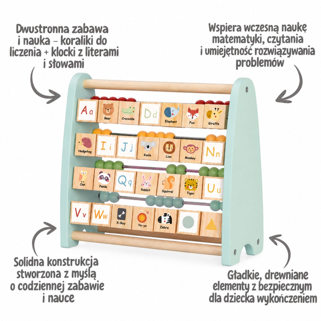 TOOKY TOY Liczydło Dwustronne Alfabet Obrazki