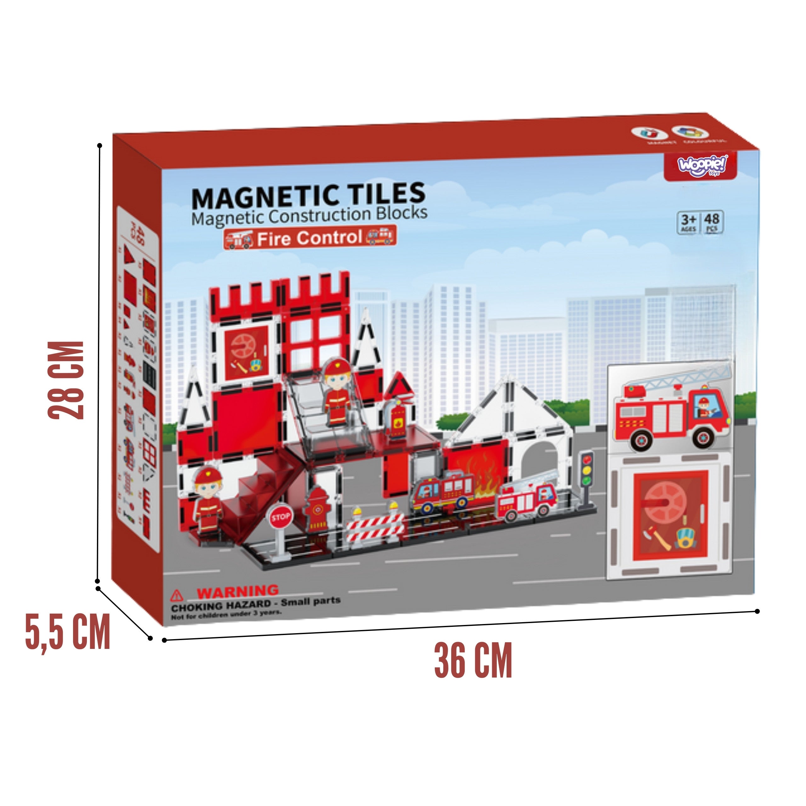 WOOPIE Klocki Magnetyczne 3D Zestaw Straż Pożarna 48el.