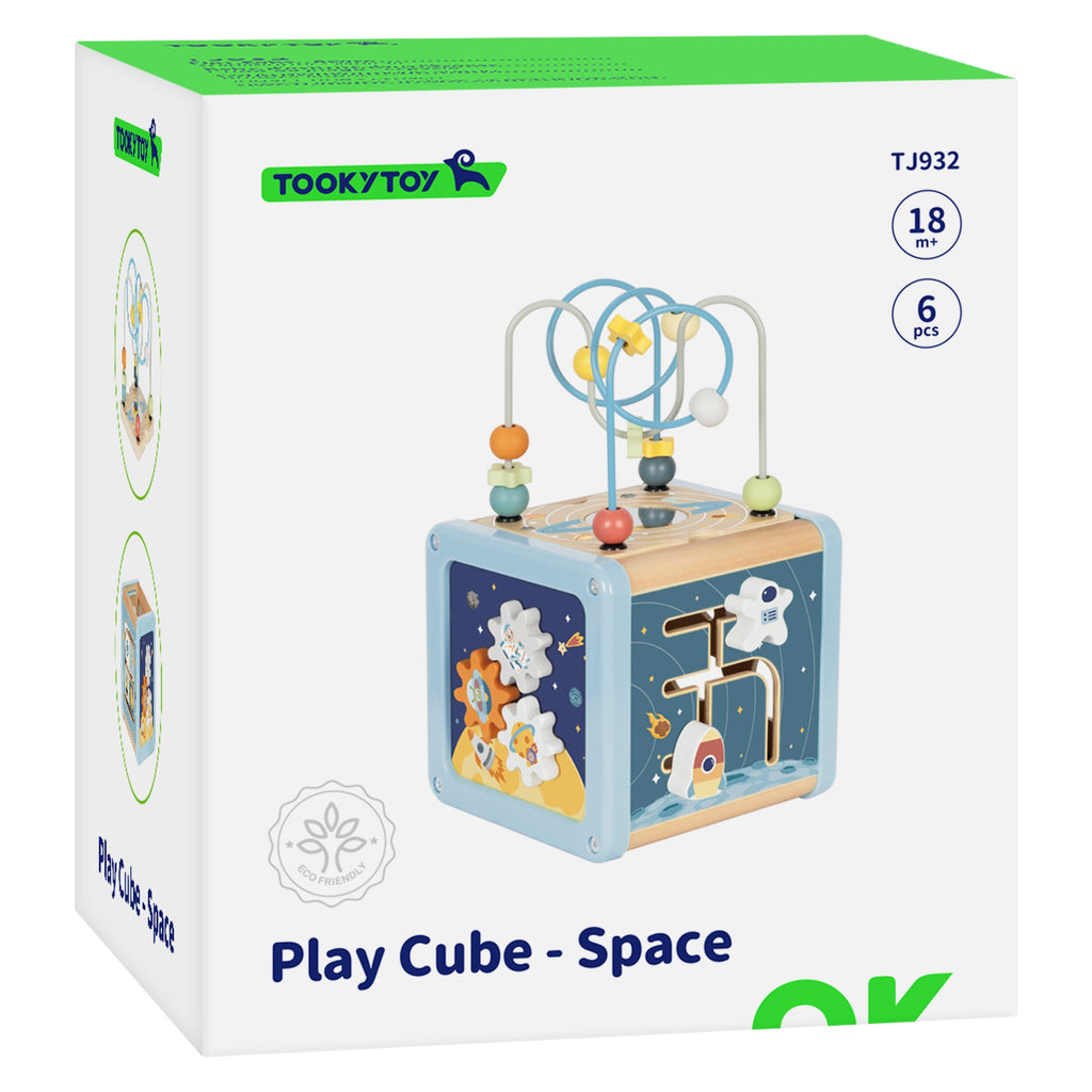 TOOKY TOY Drewniana Kostka Aktywności Kosmos Sorter Labirynt