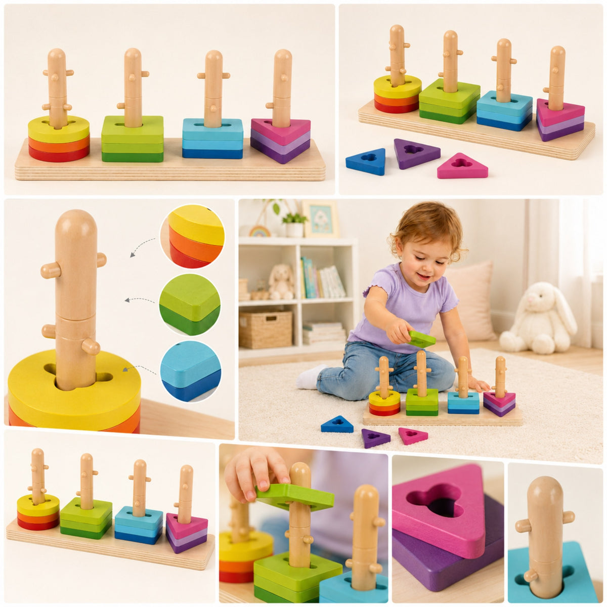 TOOKY TOY Sorter Kształtów z Kolorowymi Blokami Montessori