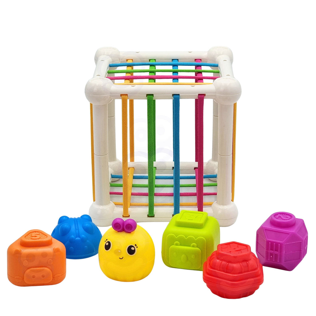 WOOPIE BABY Elastyczna Kostka Sensoryczna Sorter dla Dzieci Zwierzątka + Grzechotka 7 el.