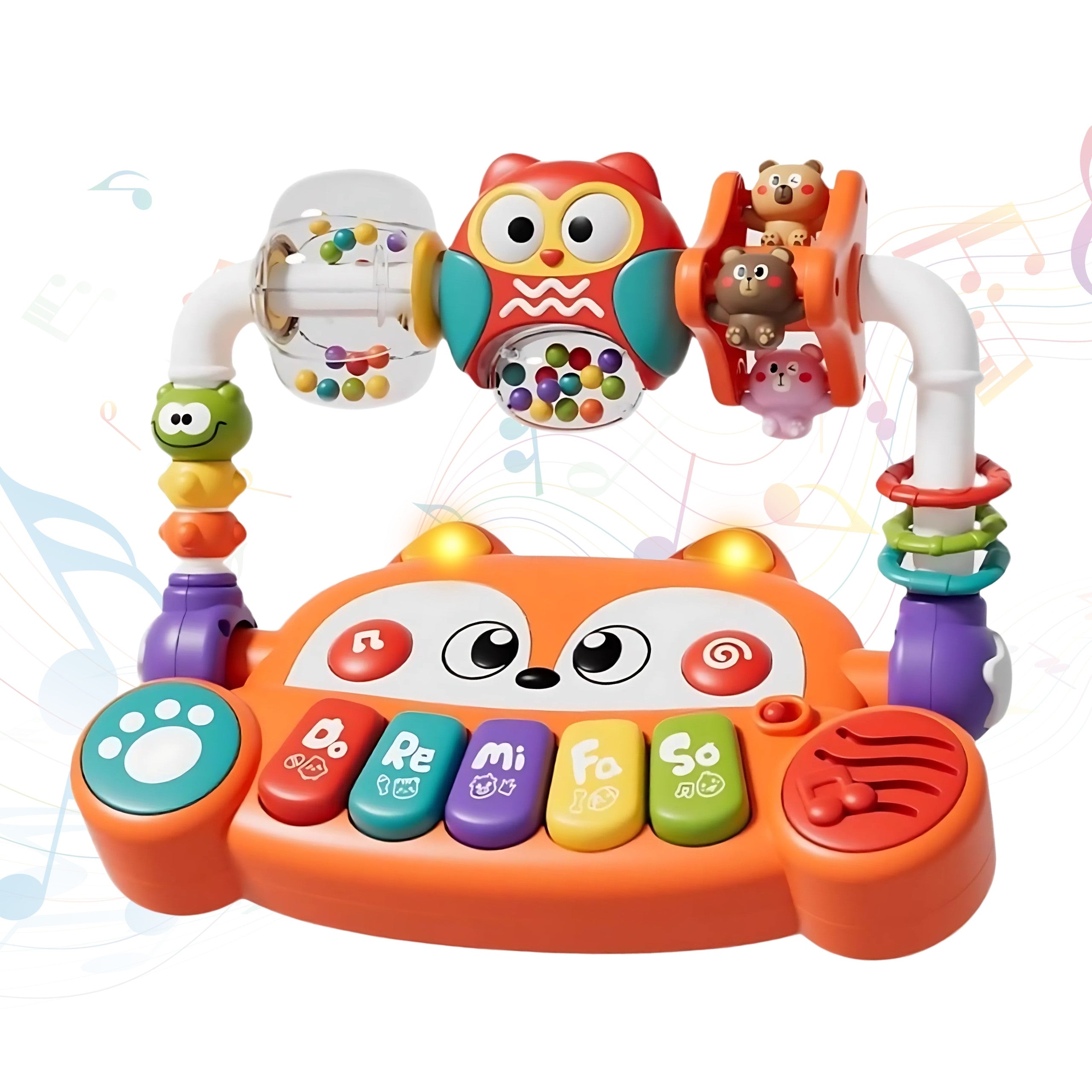 WOOPIE BABY Interaktywne Pianino Edukacyjne Sensoryczne Lisek LED Grzechotki