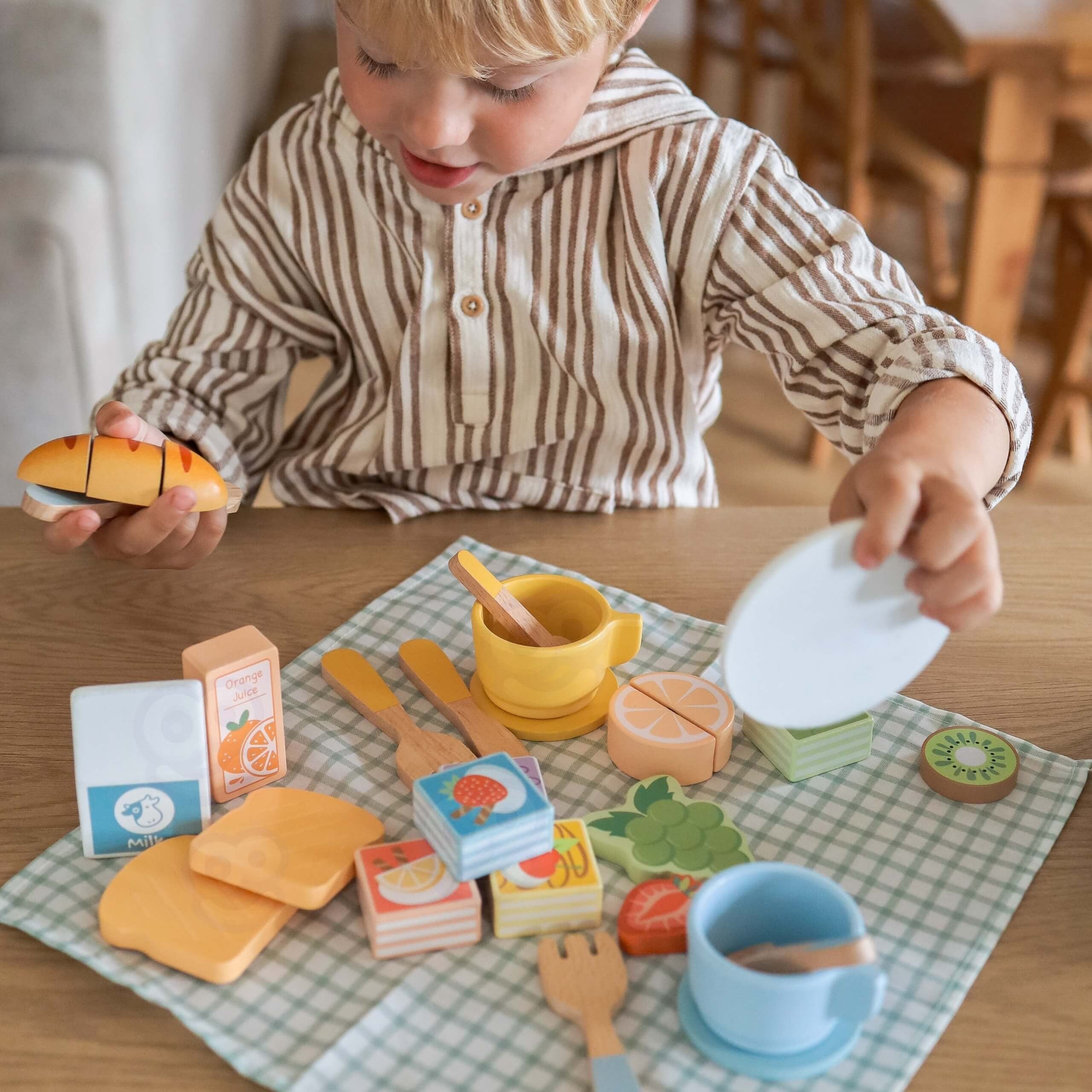 TOOKY TOY Zestaw Piknikowy Jedzenie Do Krojenia Na Rzepy Zestaw Śniadaniowy