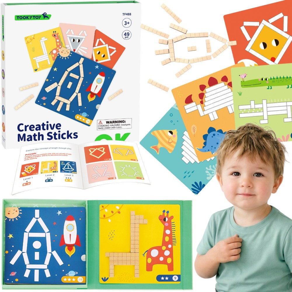 TOOKY TOY Układanka Gra Logiczna Łamigłówki Klocki Magnetyczne dla Dzieci 49 el.