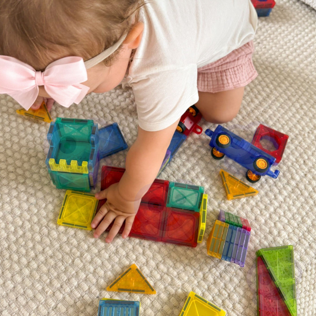 WOOPIE Klocki Magnetyczne Konstrukcyjne 3D Zestaw Edukacyjny Zamek Pojazdy110el..