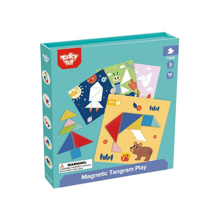 TOOKY TOY Puzzle Tangram Układanka dla Dzieci Nauka Kształtów Figury Kształty 18el.