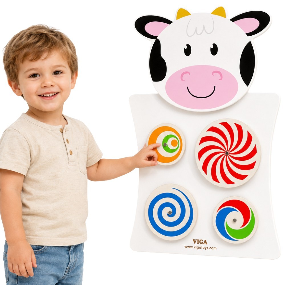 VIGA Drewniana Tablica Manipulacyjna Krówka Certyfikat FSC Montessori