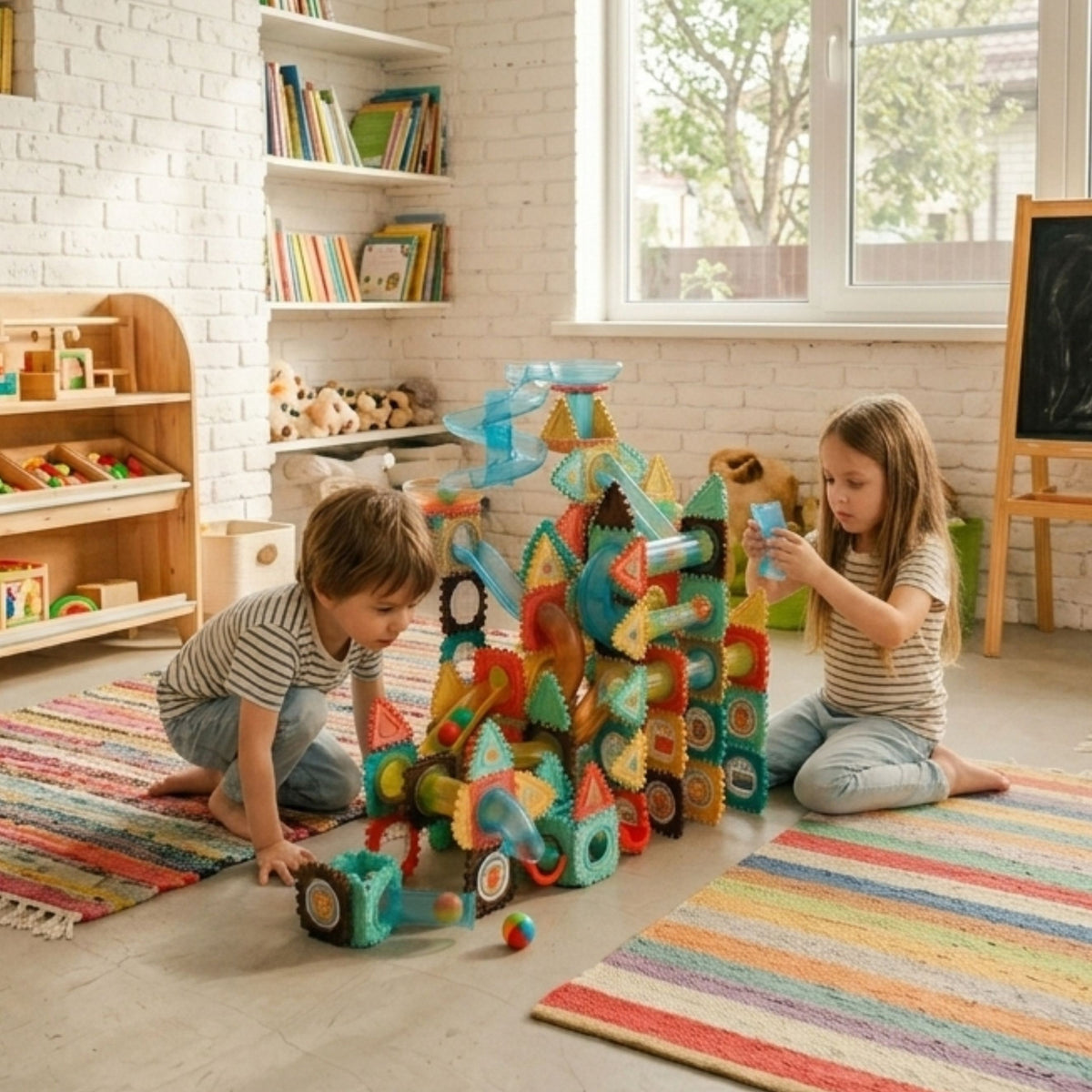 WOOPIE Klocki Konstrukcyjne 3D Zestaw Edukacyjny Tor Kulkowy 228el.