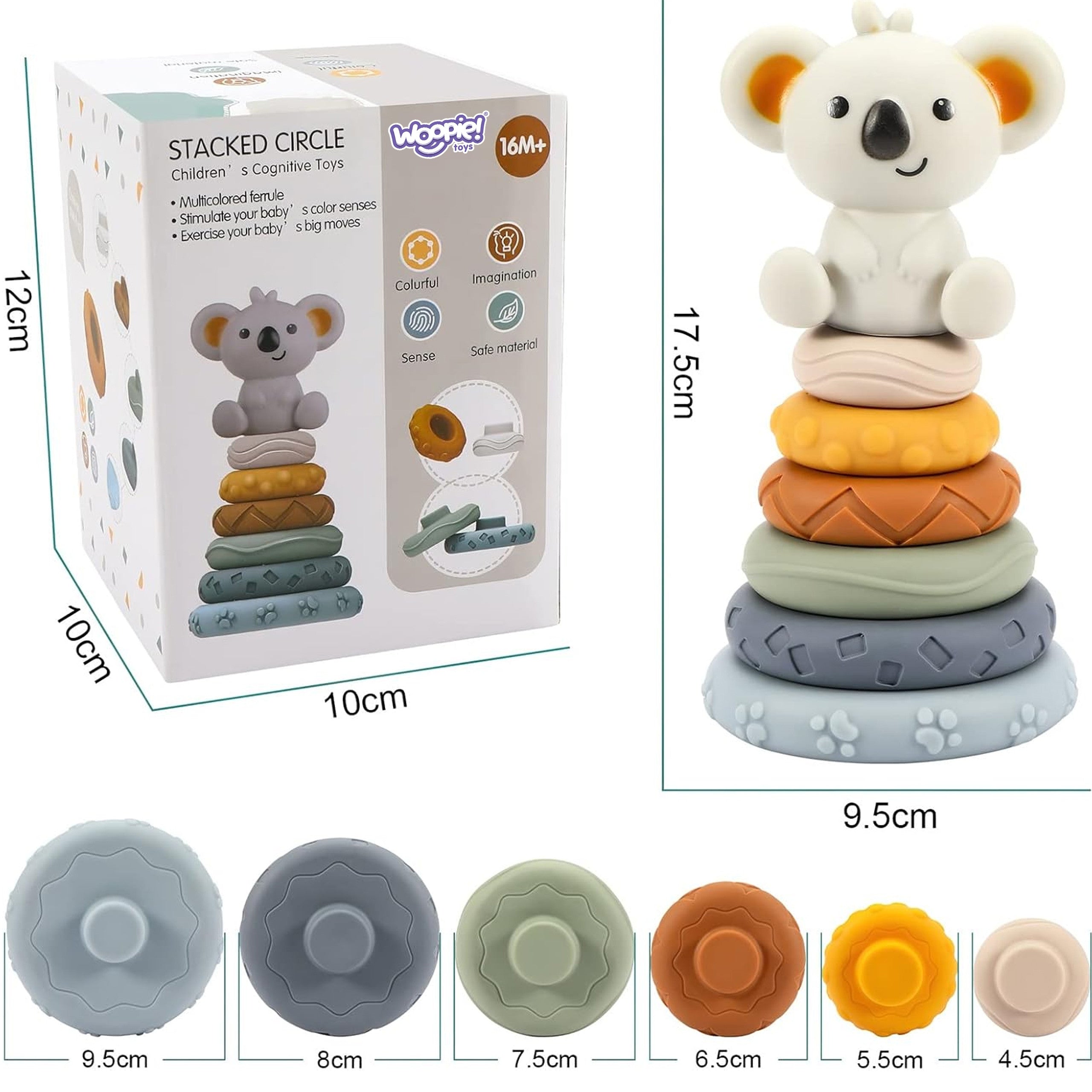 WOOPIE BABY Zestaw Edukacyjna Piramidka Koala 2w1 Gryzak