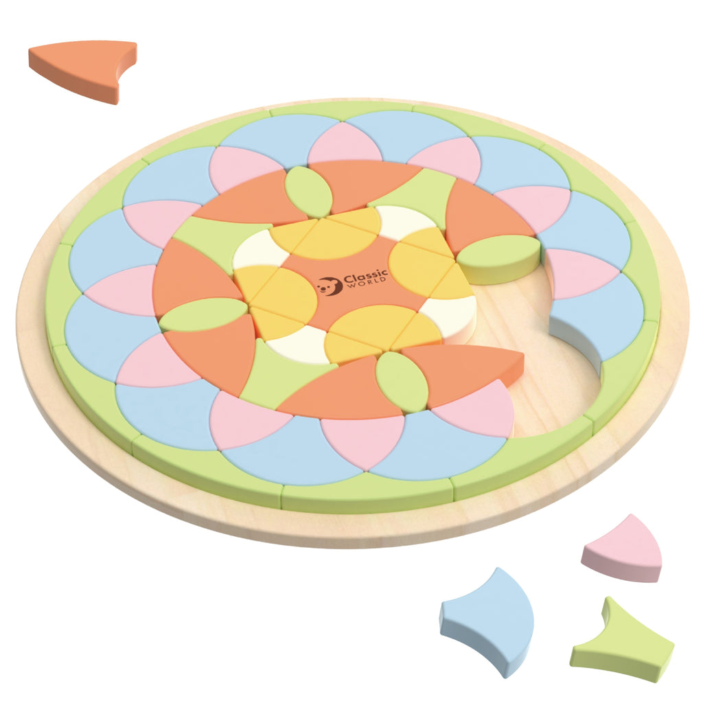 CLASSIC WORLD Pastelowa Mandala Układanka Montessori Mozaika Kwiaty