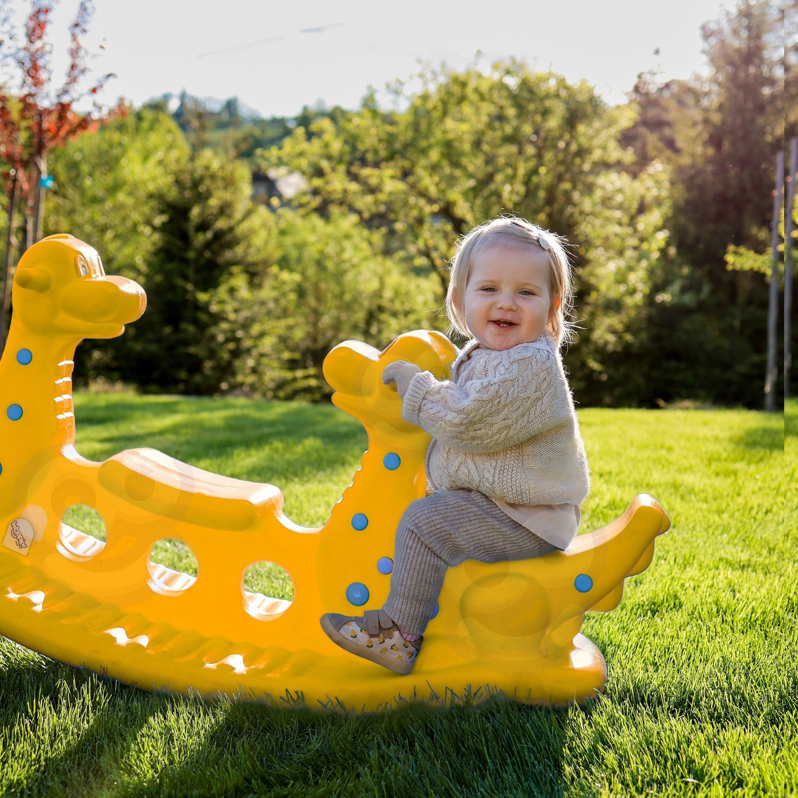 WOOPIE Bujak Wieloosobowy Dino Huśtawka Równoważna Żółta
