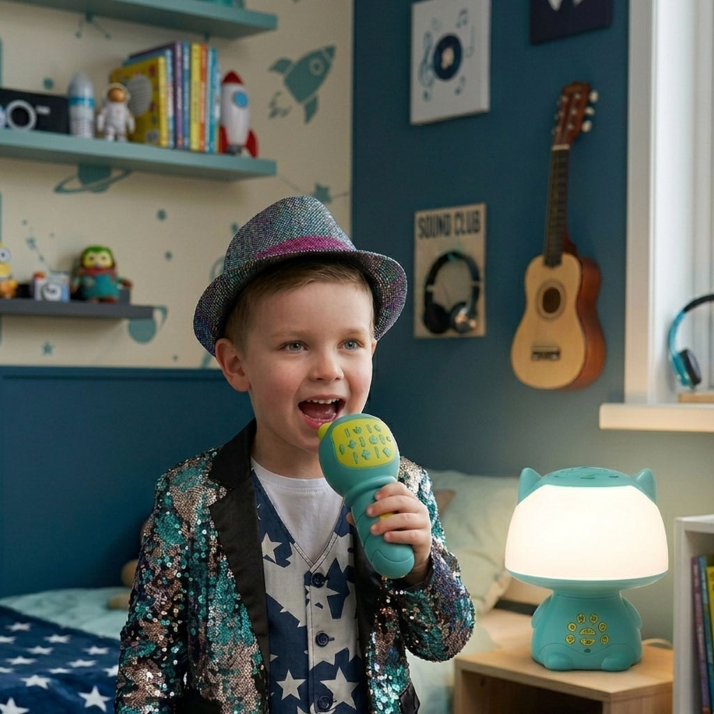 WOOPIE Multifunkcyjna Lampka RGB Głośnik Bluetooth Karaoke Modulator Głosu Karta SD AUX Turkusowa