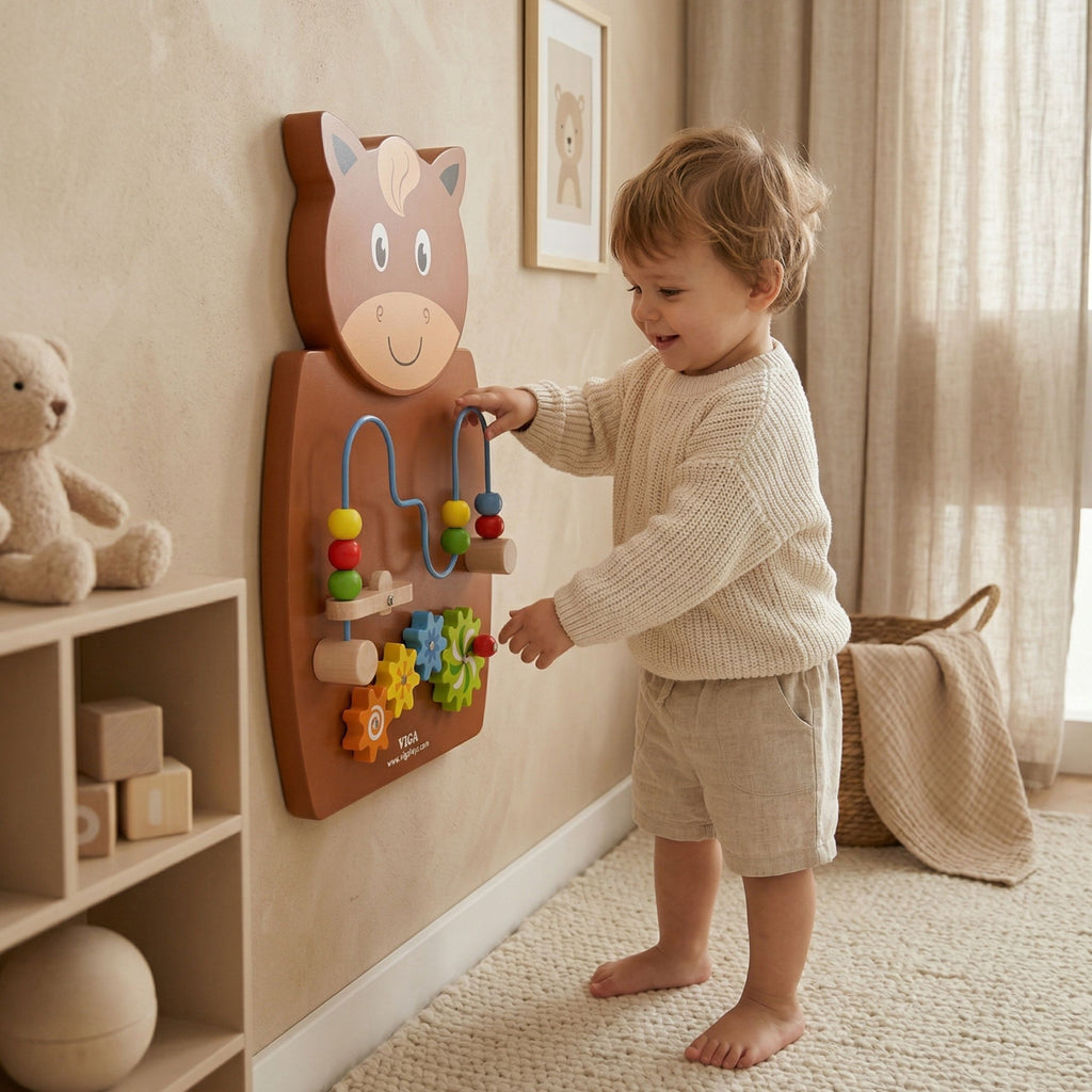 VIGA Drewniana Tablica Manipulacyjna Konik Certyfikat FSC Montessori