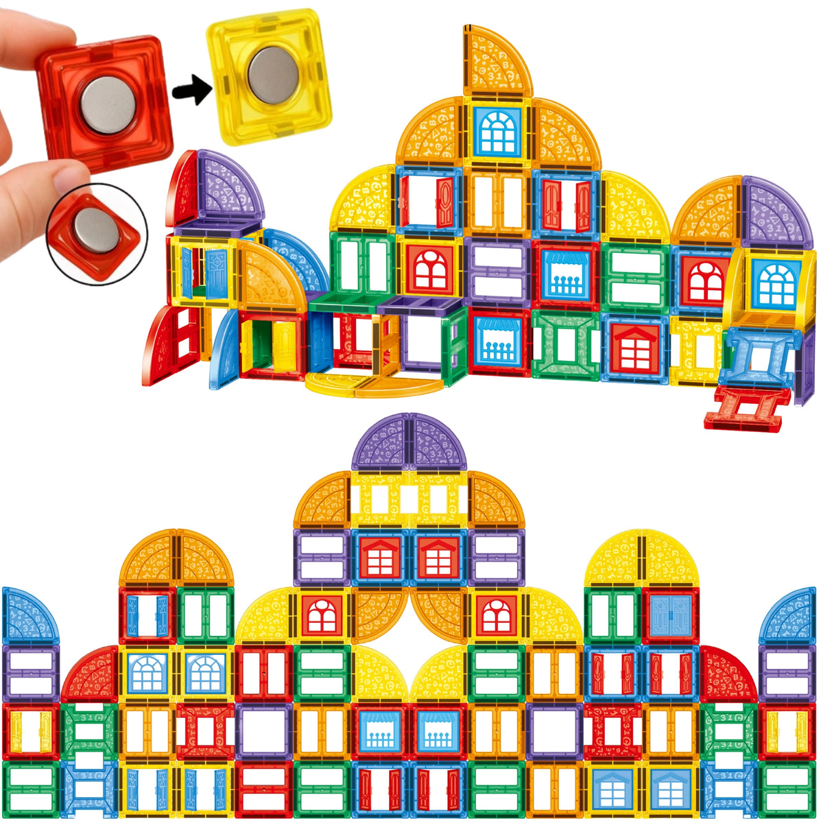 WOOPIE Klocki Magnetyczne Konstrukcyjne 3D Zestaw Edukacyjny Zamek 100el.