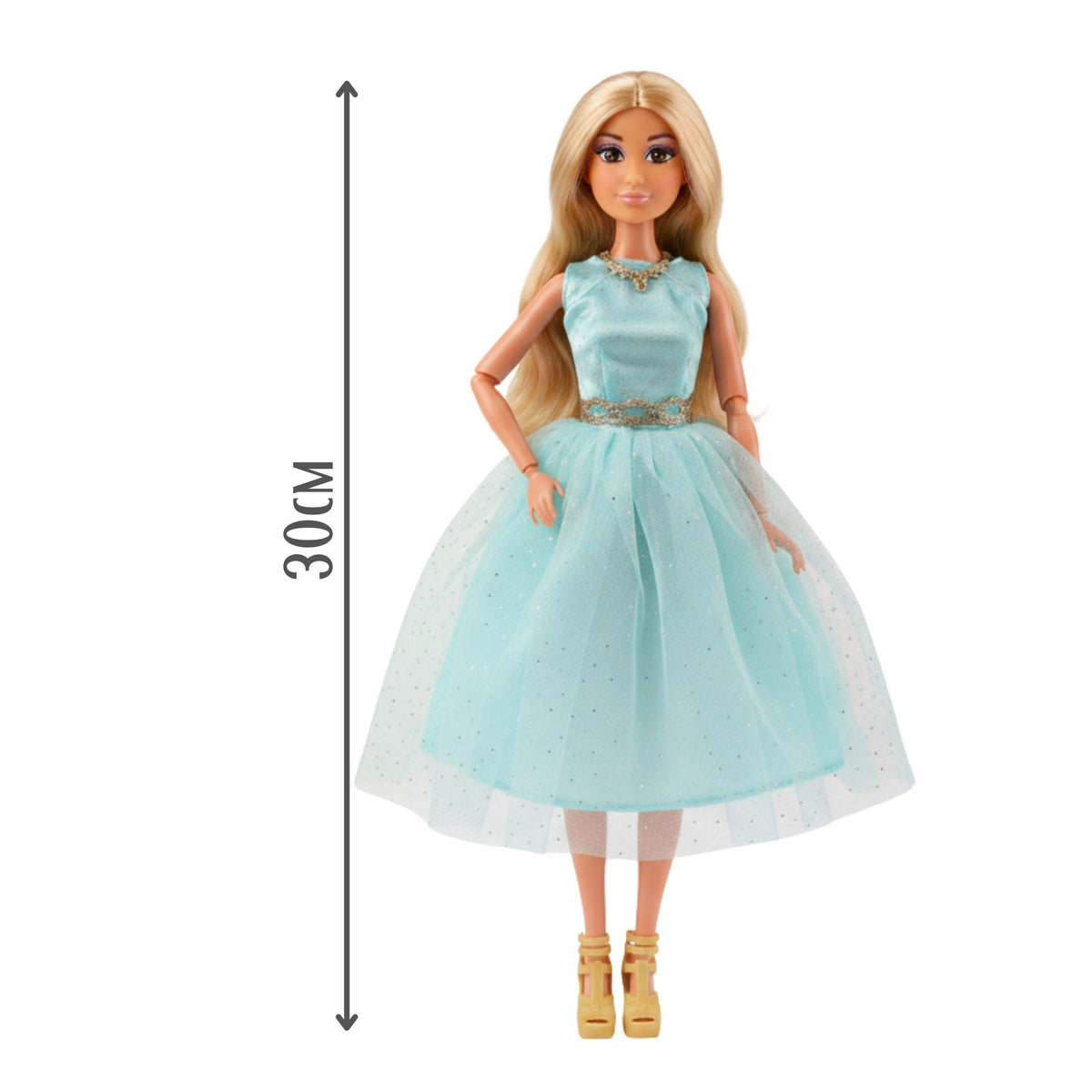 WOOPIE ROYAL Lalka Lily 30 cm Długie Blond Włosy Elegancka Turkusowa Sukienka
