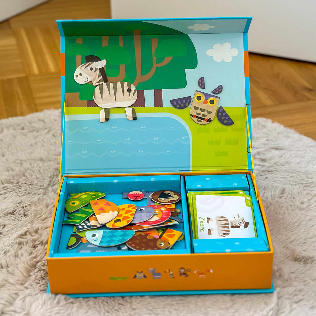 CLASSIC WORLD Układanka Magnetyczna Zwierzęta Tablica Klocki Puzzle Pamięć 60 el.