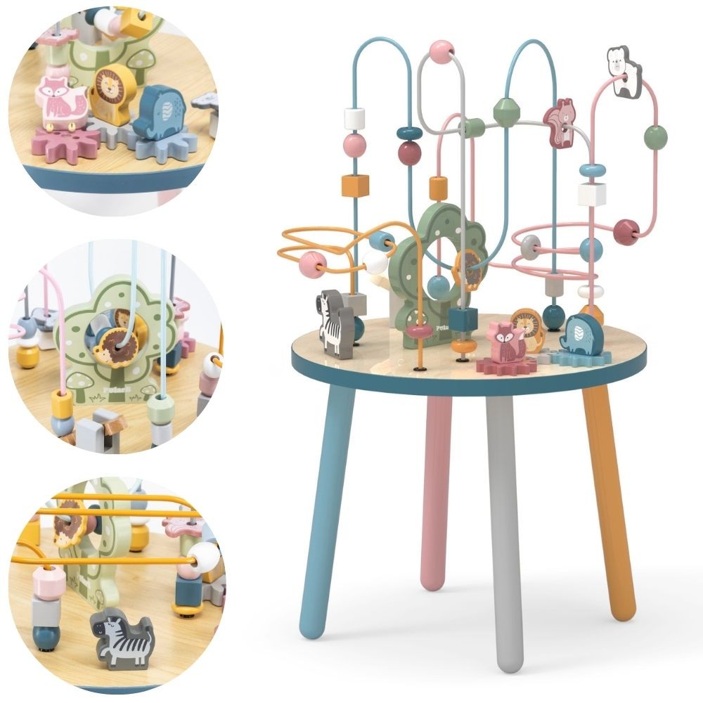 VIGA PolarB Drewniany Stolik Edukacyjny Manipulacyjny Przeplatanka Montessori