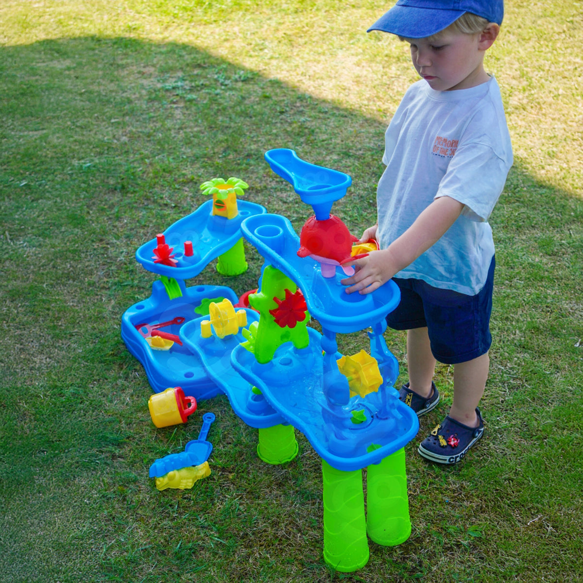 WOOPIE Ogromny Aquapark Stolik Wodny 6w1 Piaskownica Wodospad Tor Wodny 6-poziomowy Modułowy