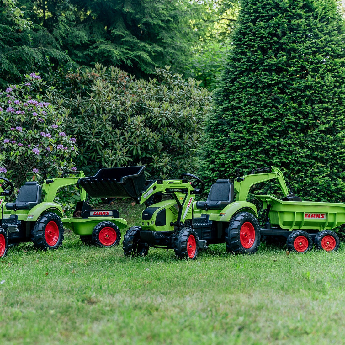 FALK Traktor na Pedały Claas Axos 330 z Koparką i Przyczepą 3-7 lat