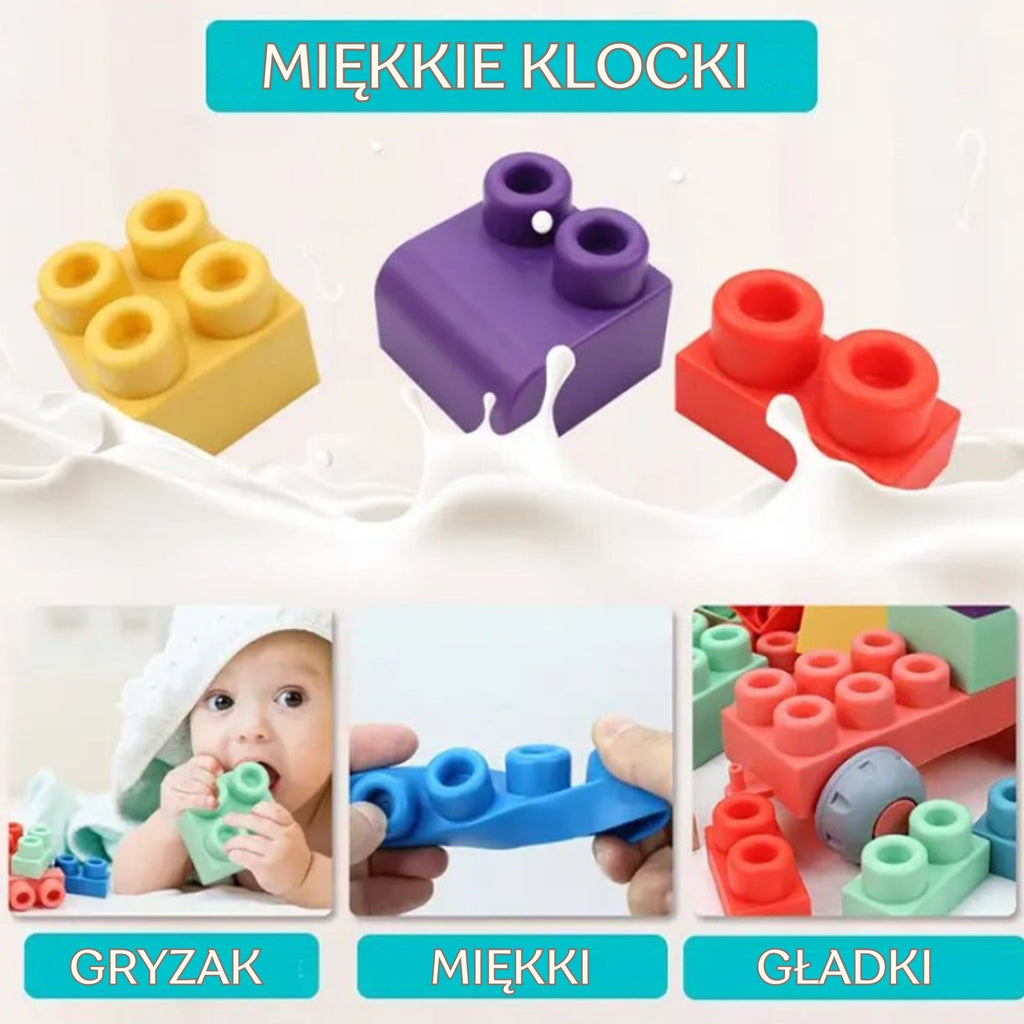 WOOPIE Miękkie Klocki Konstrukcyjne Pastelowe Zwierzątka 86 el.