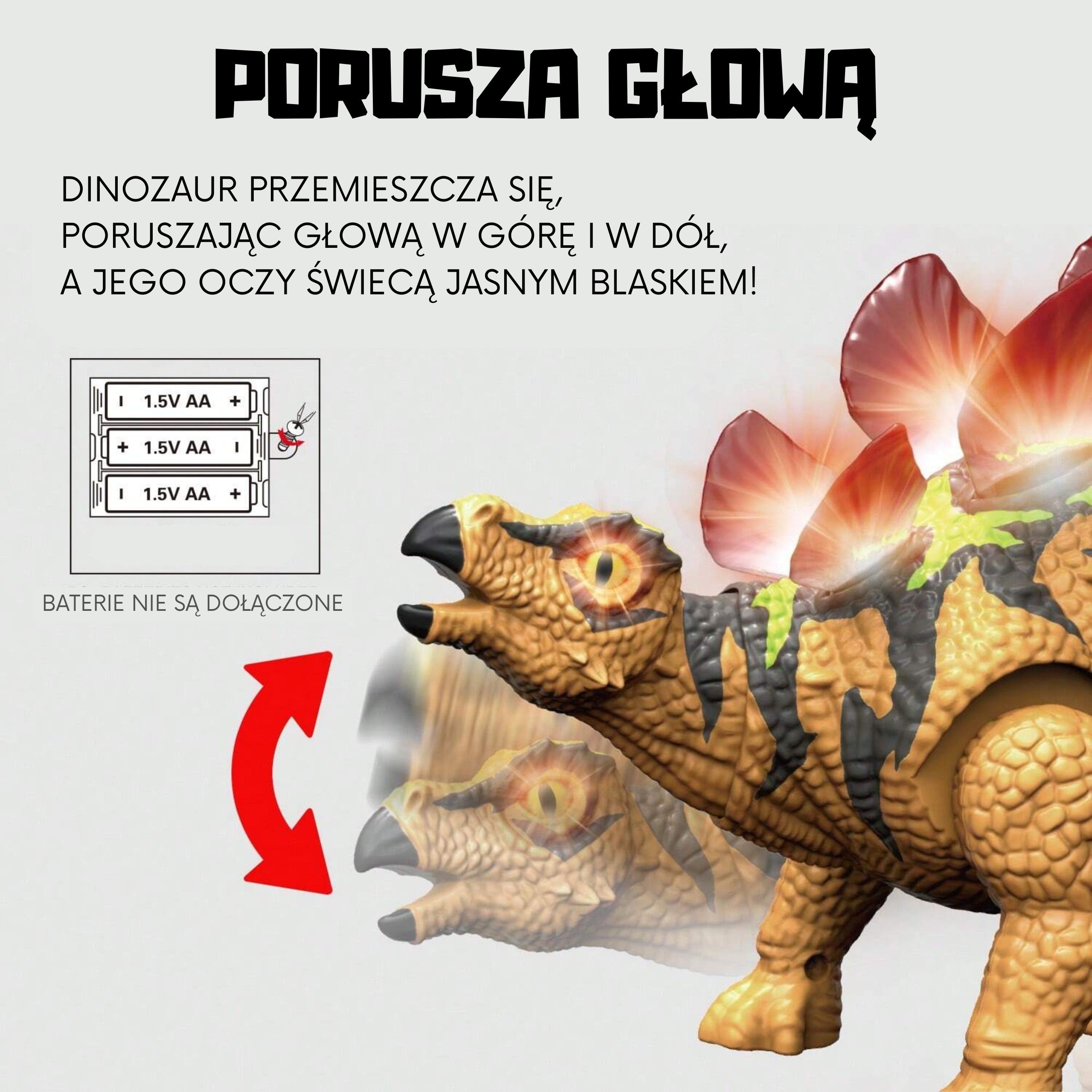 Woopie Dinozaur Zdalnie Sterowany RC Stegozaur Światło Dźwięk