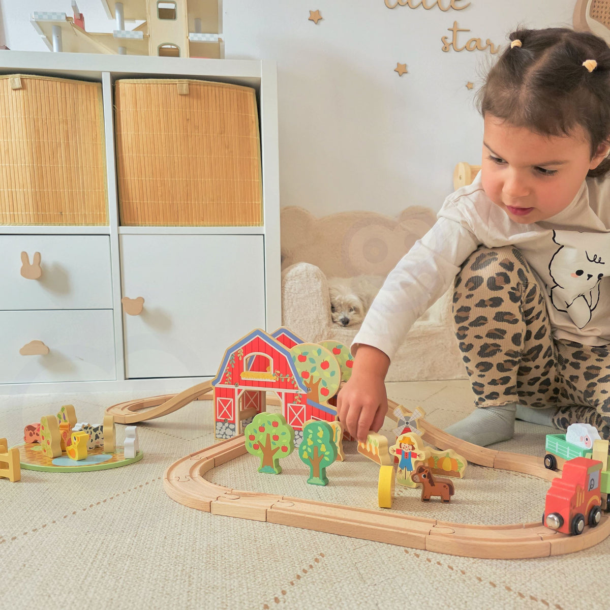TOOKY TOY Drewniana Kolejka Farma Zestaw 48 el.
