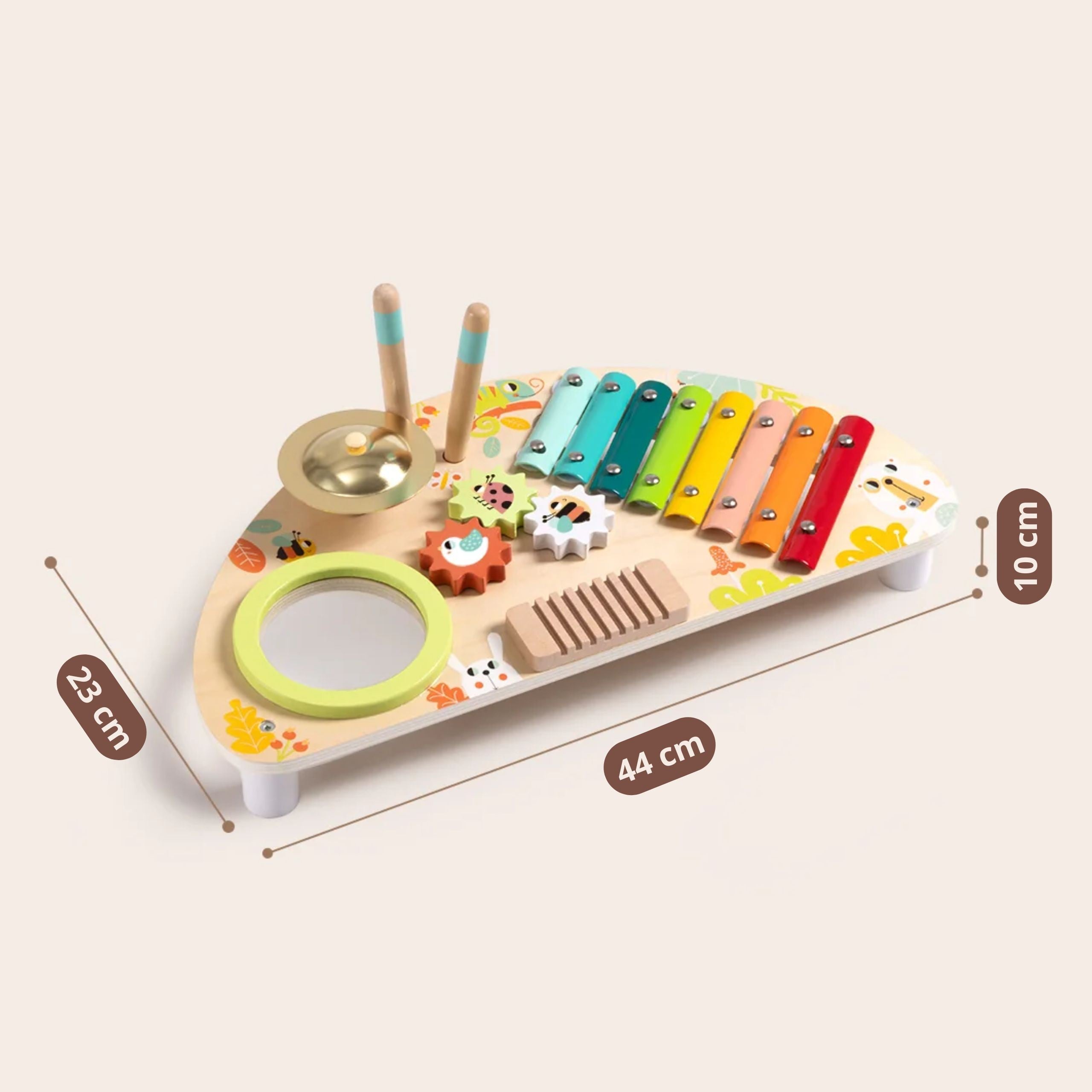 TOOKY TOY Wielofunkcyjny Instrument Centrum Muzyczne Ksylofon Zębatki Tarka Bębenek Talerz Pałeczki