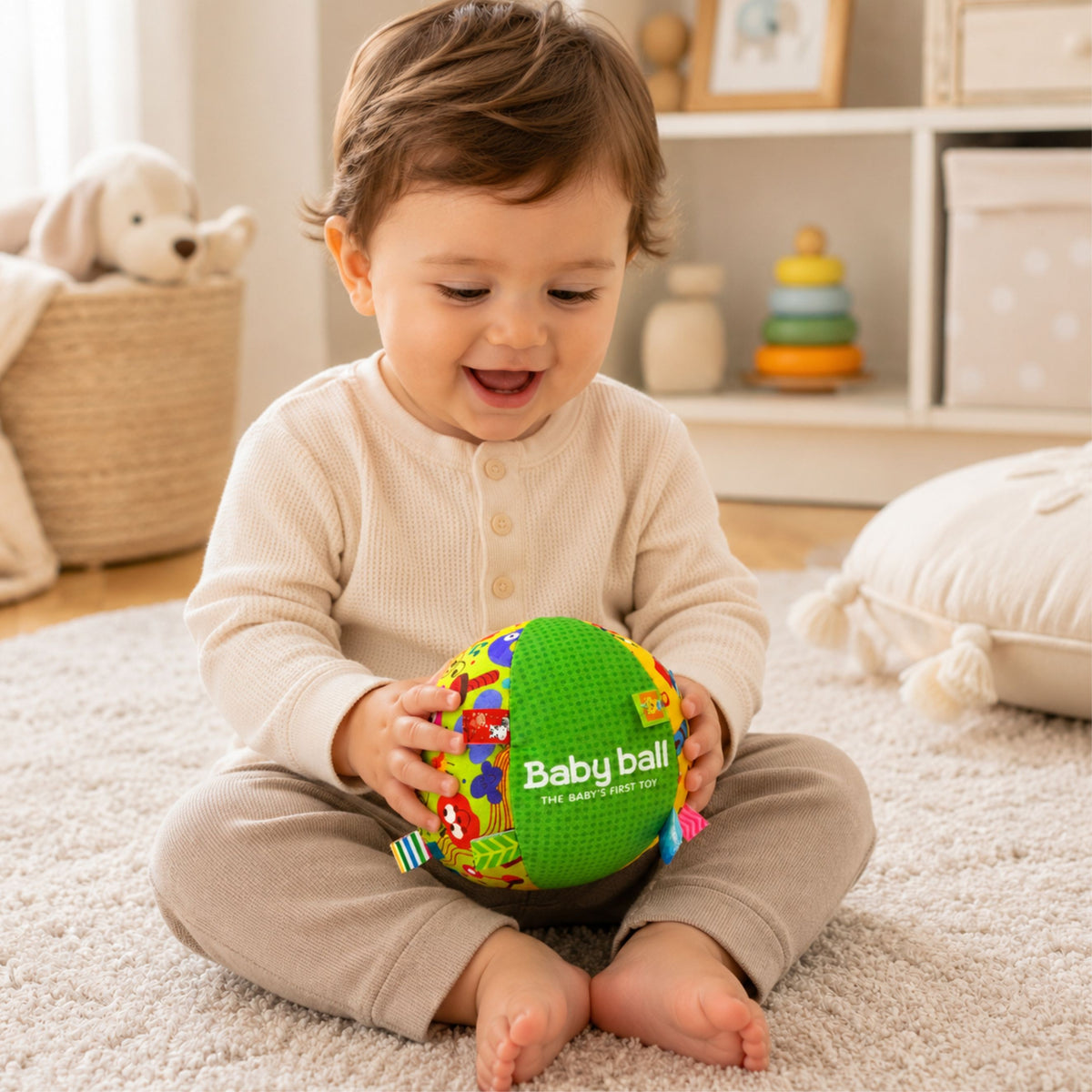 WOOPIE BABY Miękka Sensoryczna Piłka Pani Metka z Wszywkami dla Malucha + Dźwięk