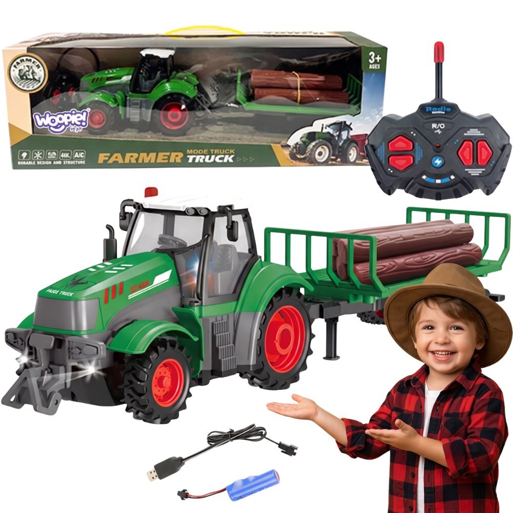 WOOPIE Traktor z Przyczepą na Pilota Sterowany RC - Skala 1:24