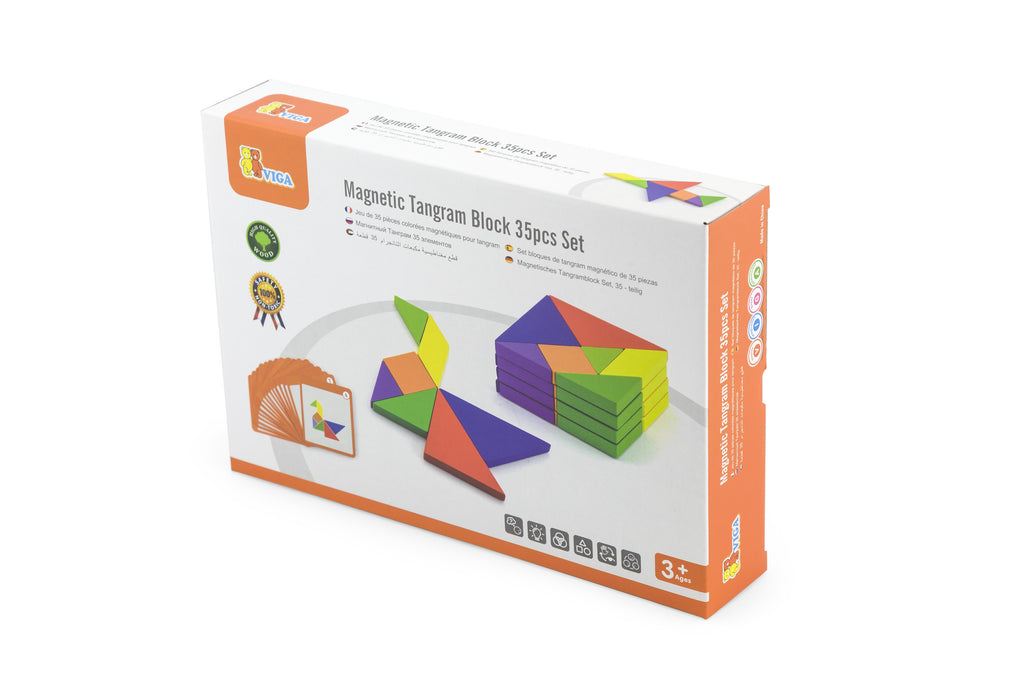 VIGA Tangram Drewniana Gra Logiczna Układanka Certyfikat FSC