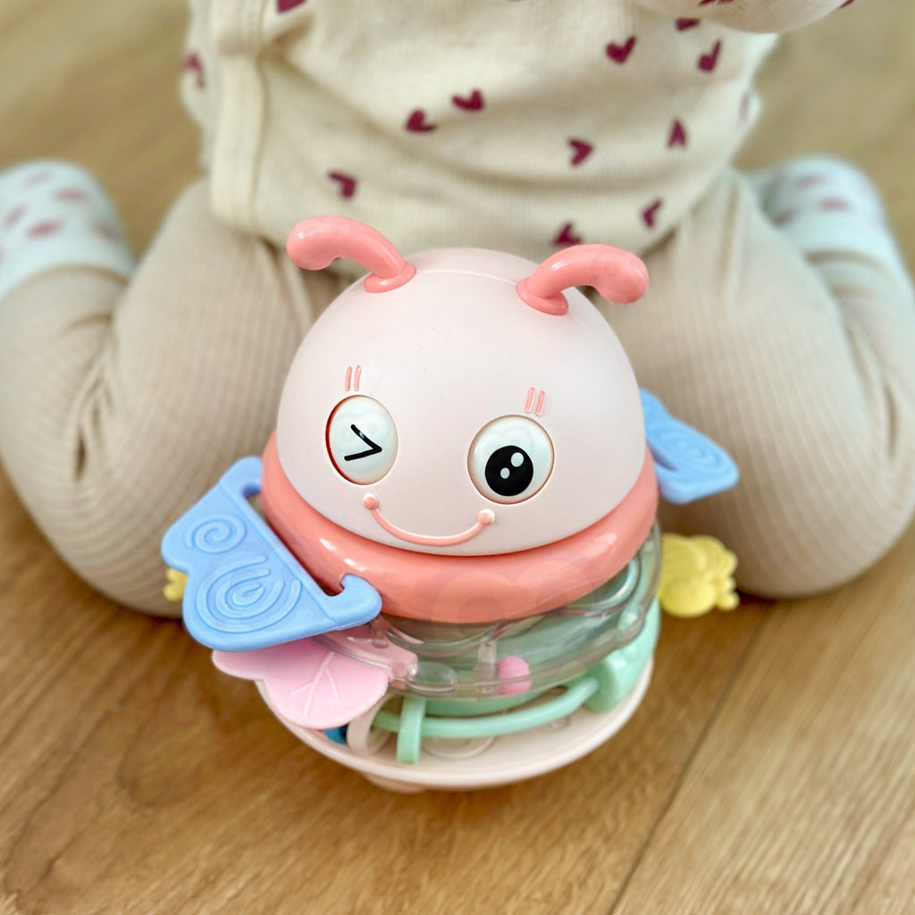 WOOPIE Baby Wańka Wstańka Zabawka Sensoryczna 2w1 Grzechotka Gryzak Różowa