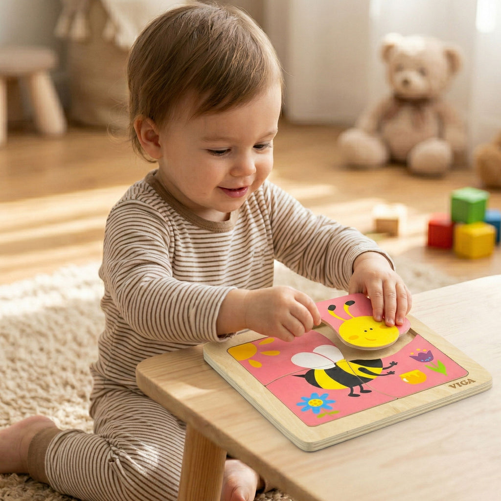 Viga Drewniane Puzzle Pszczoła Układanka Montessori Edukacyjna 18m+ Owad